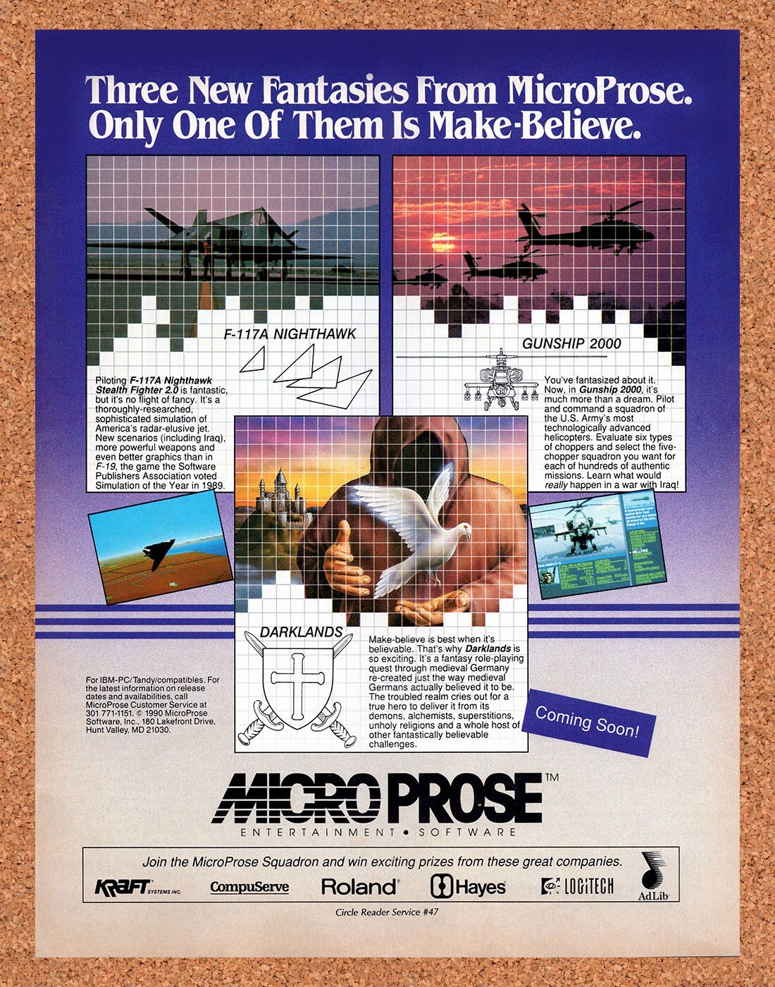 1991 MicroProse PC Games Original Advertisement / Retro Promo v1