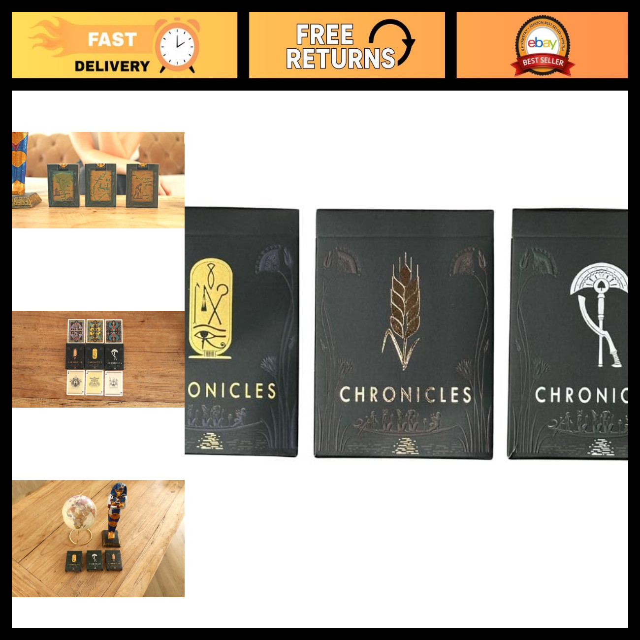 Ancient Egypt-Themed Playing Cards Set - 3 Decks of Unique Designs for Family Fu