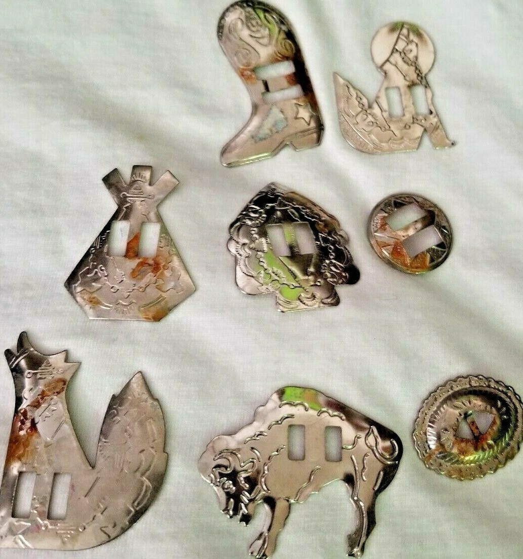  Bolero Shapes Set Of 8 Western Tin A little Rust silver 2 wolf  boot tpee buffa