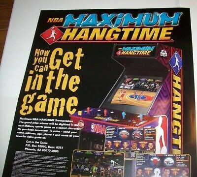Midway NBA Maximum Hang Time Arcade POSTER Original Basketball Artwork 28 X 22.5