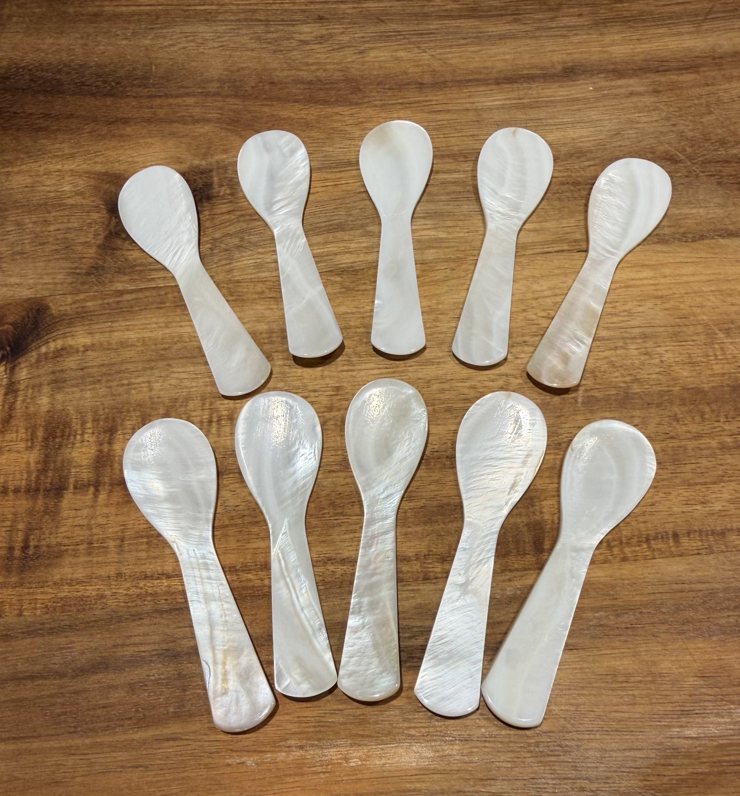 10 Pc Set Caviar Spoons Handmade Mother of Pearl Charcuterie Dip Espresso Tapas
