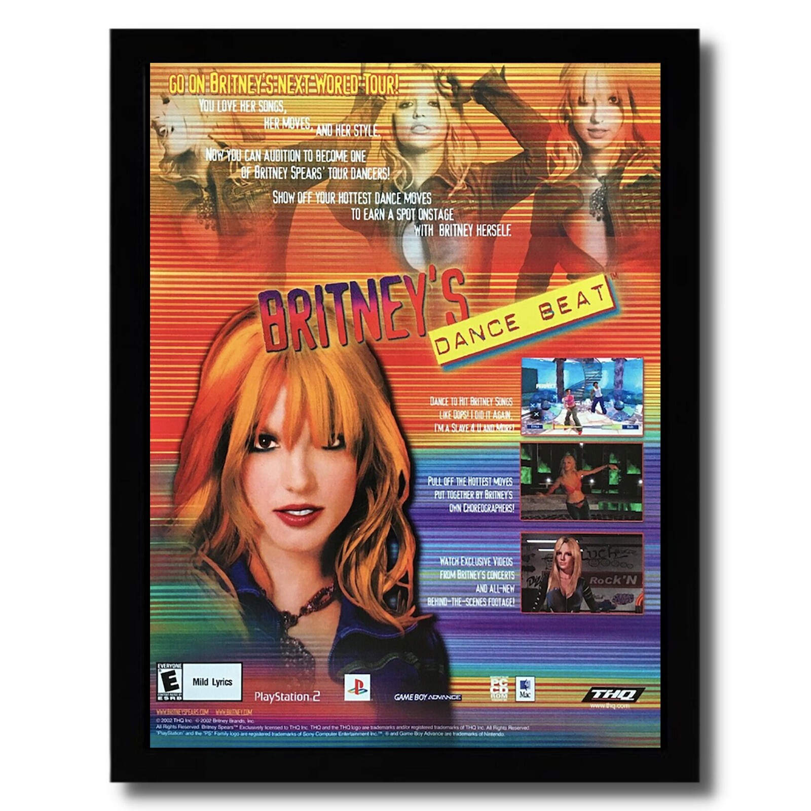 2002 Britney's Dance Beat Framed Print Ad/Poster PS2 GBA Britney Spears Pop Art