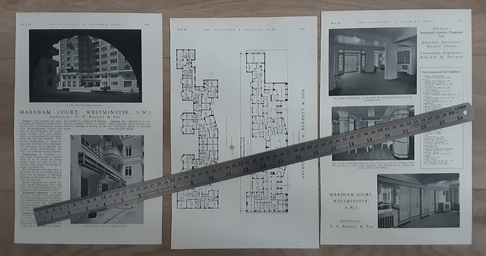1937 Press Cutting Westminster Victoria Marsham Court Art Deco Architect London