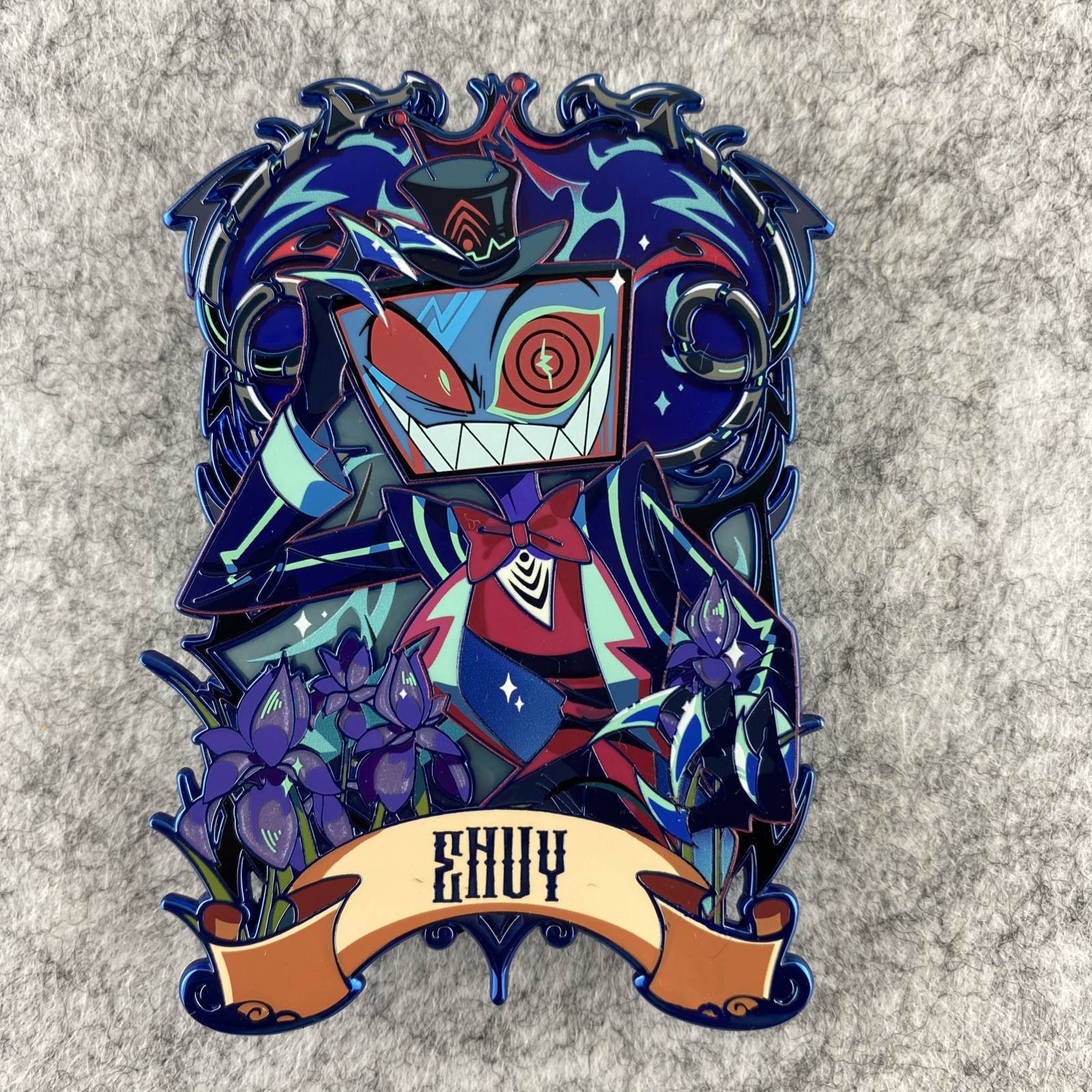 Hazbin Hotel Vox Envy Sin Blue Chrome Edition Enamel Pin Hunterflowerpin