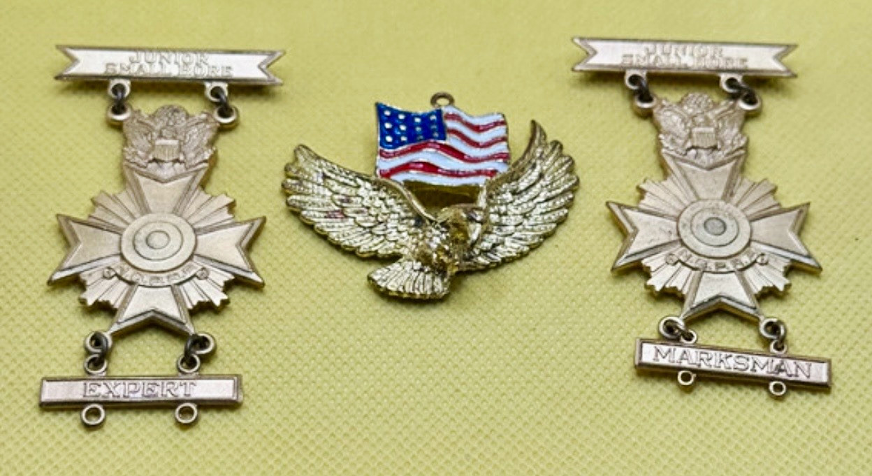 Vintage NRA Junior Small Bore Marksman Expert Medals Eagle Flag Pin Lot