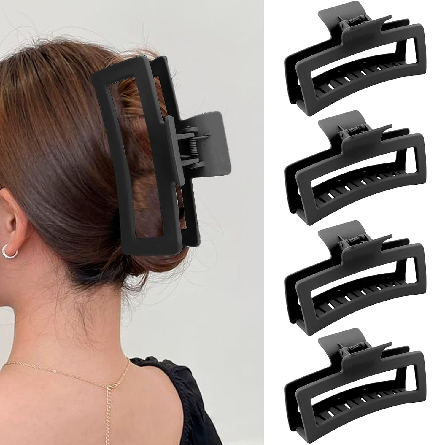 5 Inche Black Extra Large Claw Clips for Thick Hair and Long Hair, 4