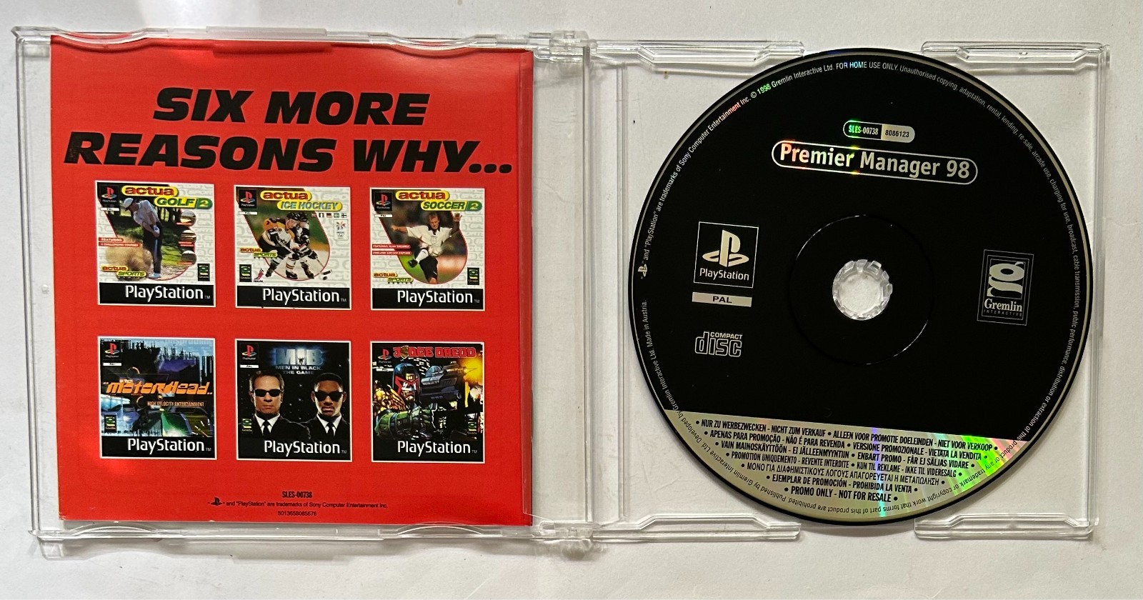 Premier Manager 98 Review Version - Sony PlayStation PSone Not For Resale Promo