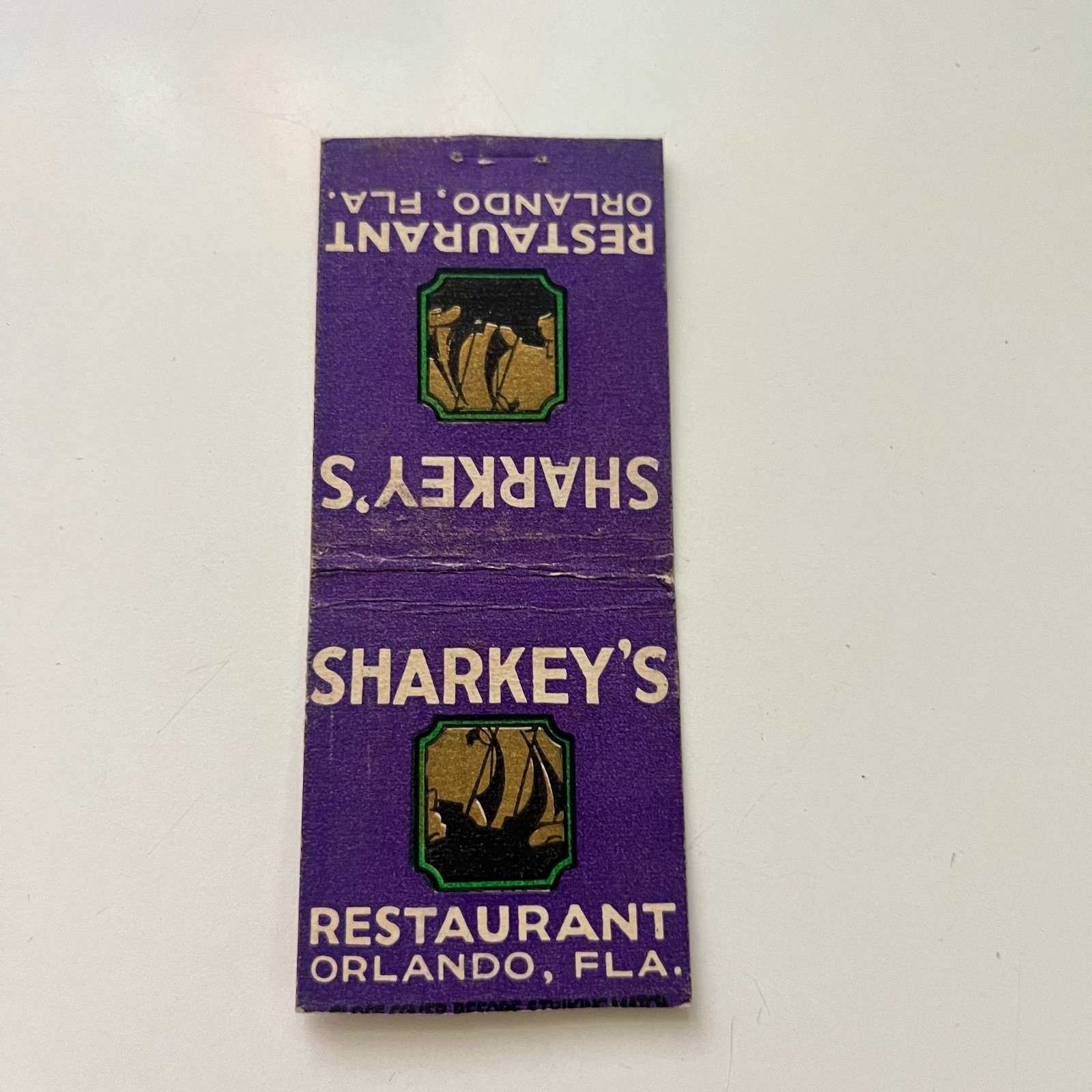 Sharkey's Restaurant Orlando FL Vintage Matchbook Cover TMB83-5