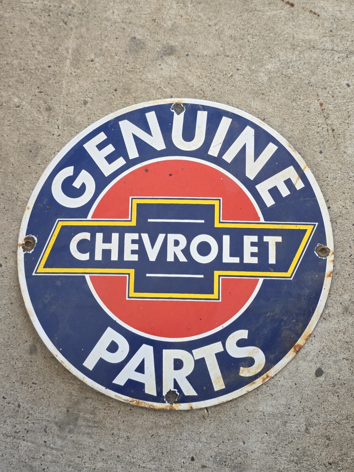 VINTAGE GENUINE CHEVROLET PARTS PORCELAIN SIGN 12