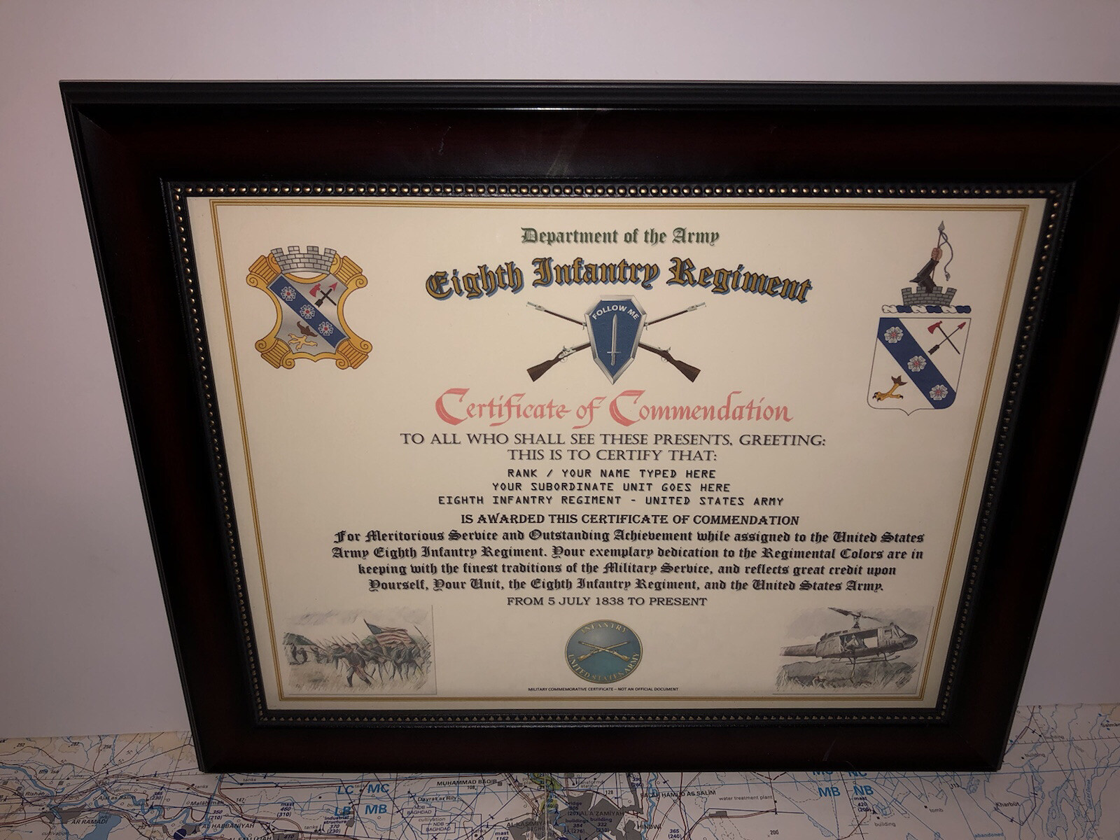 8TH INFANTRY REGIMENT / COMMEMORATIVE - CERTIFICATE OF COMMENDATION