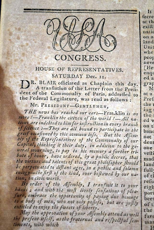 President GEORGE WASHINGTON Signed Letters 1790 Philadelphia PA Old Newspaper 