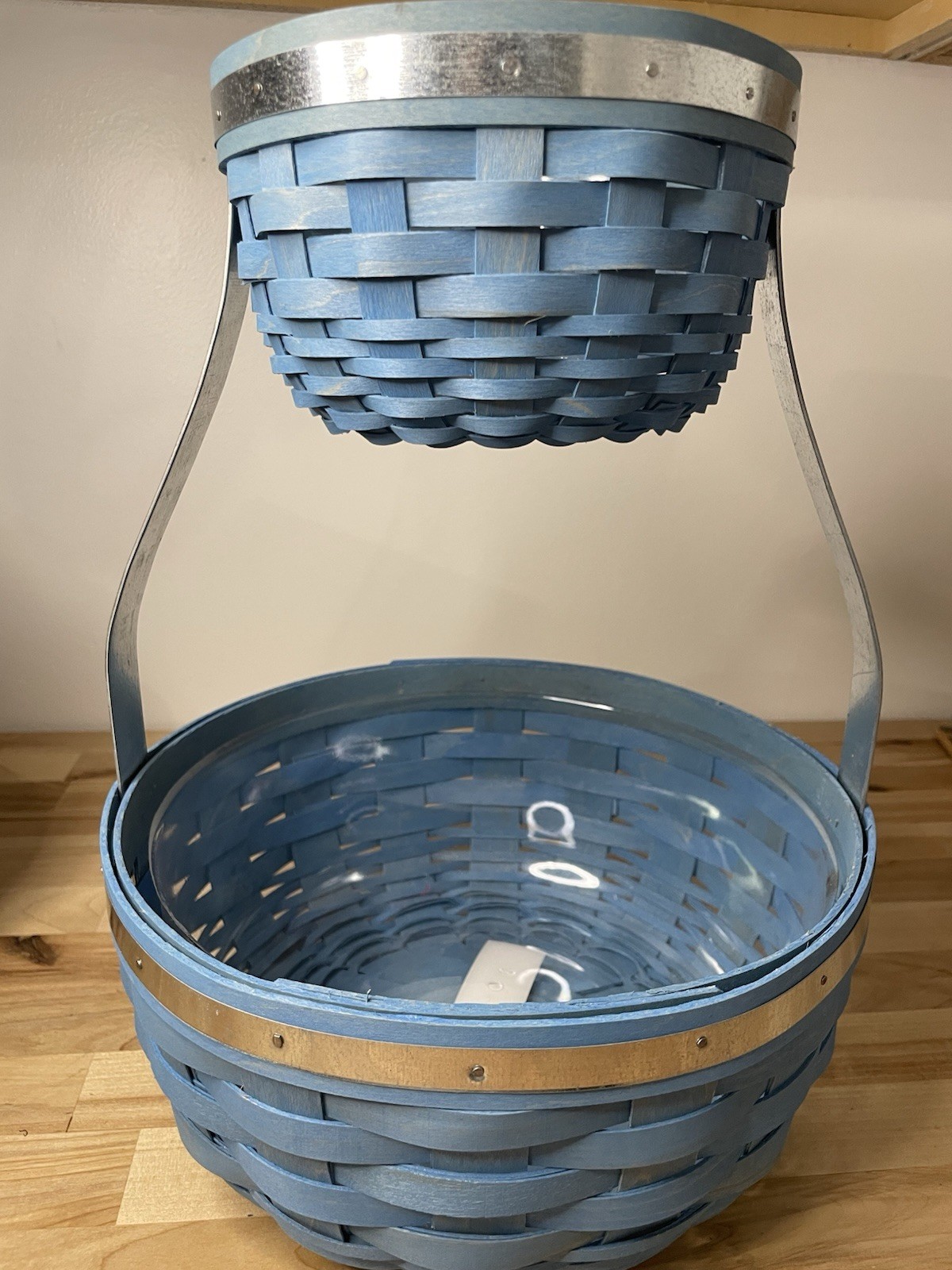Dresden (Longaberger Co) Blue & Natural Basket  2 Level Fruit Veggie Decor