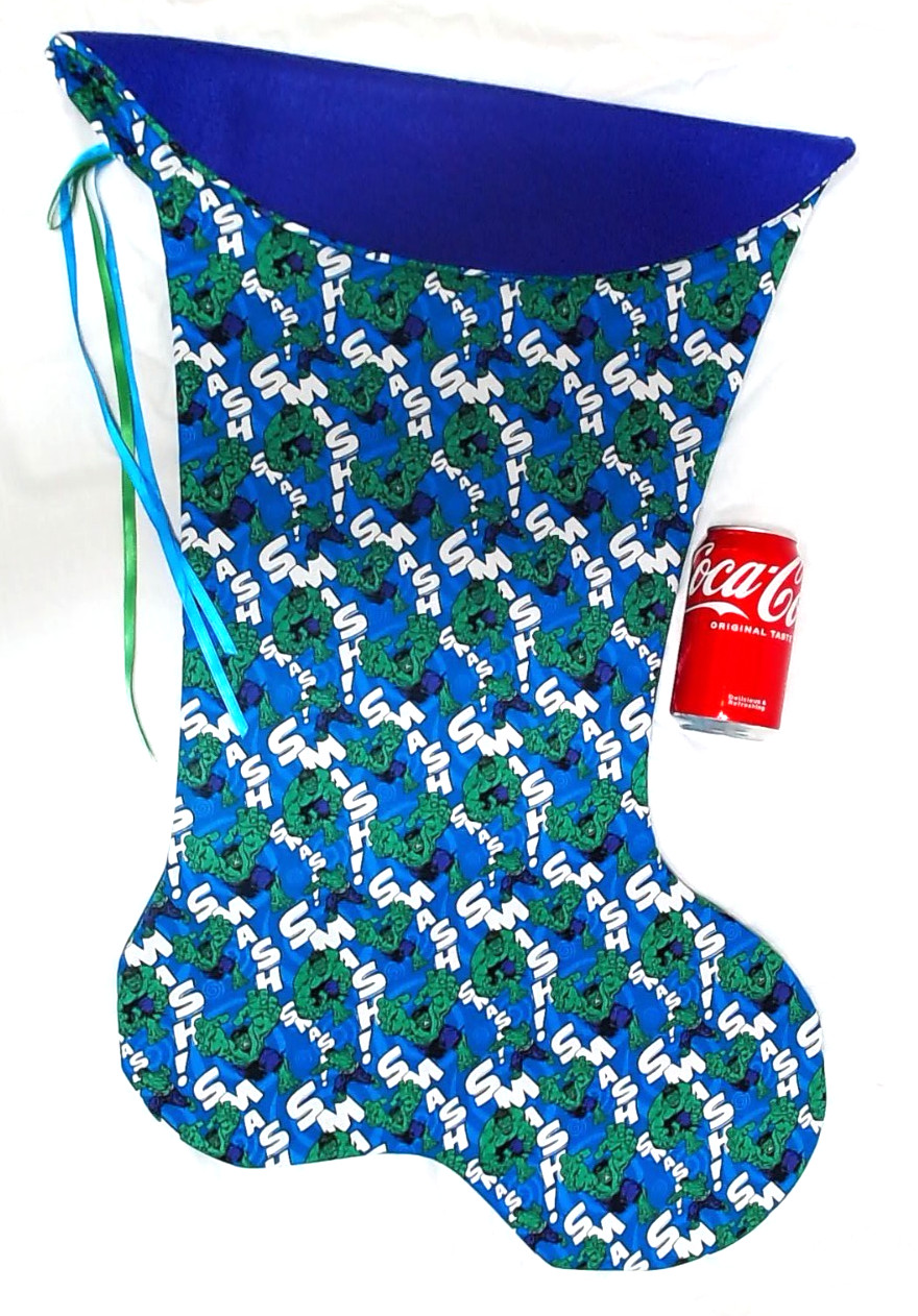 GIANT CHRISTMAS STOCKING THE HULK SMASH RINT, HANDCRAFTED NEW USA