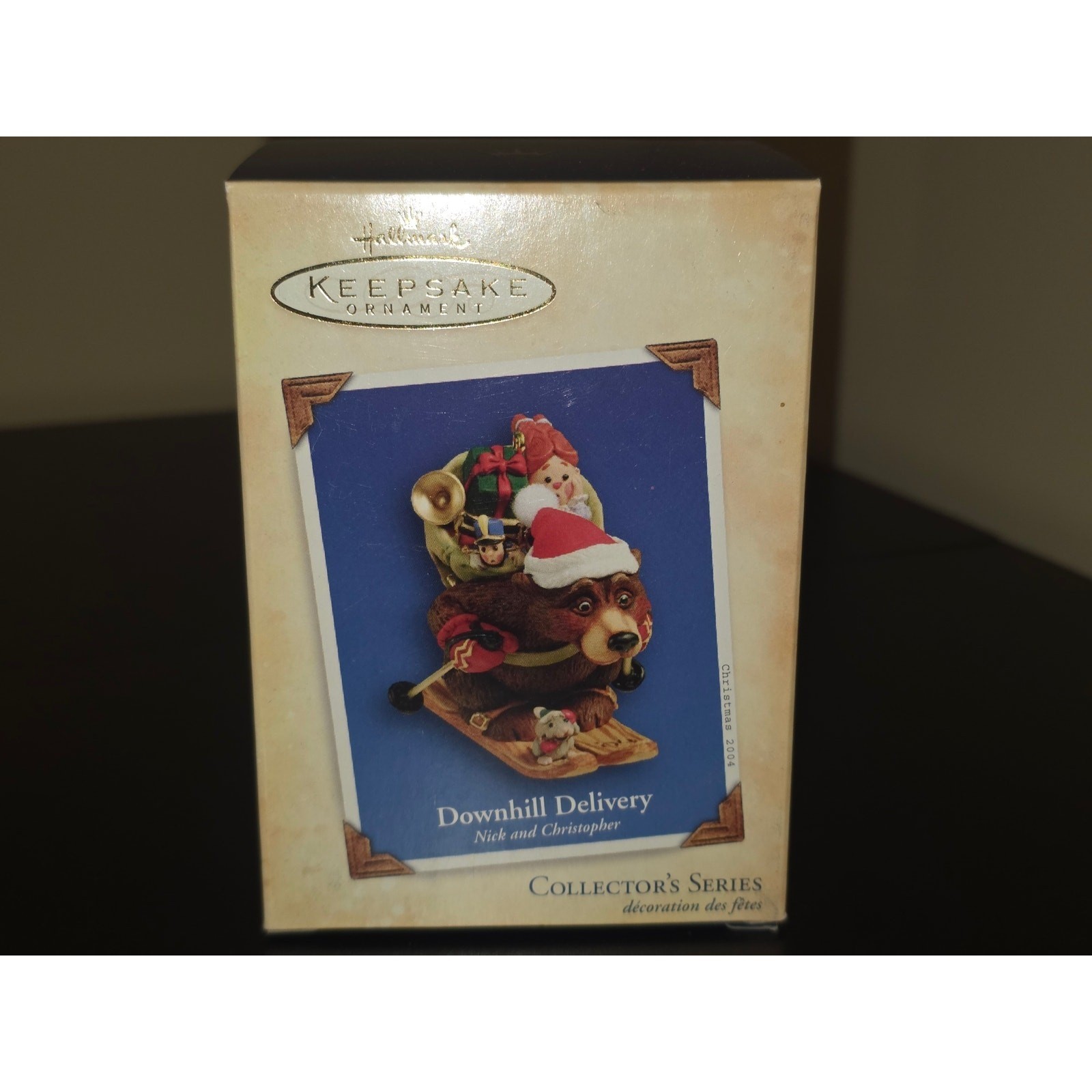 2004 Hallmark Keepsake Downhill Delivery Nick and Christopher Ornament QX2834