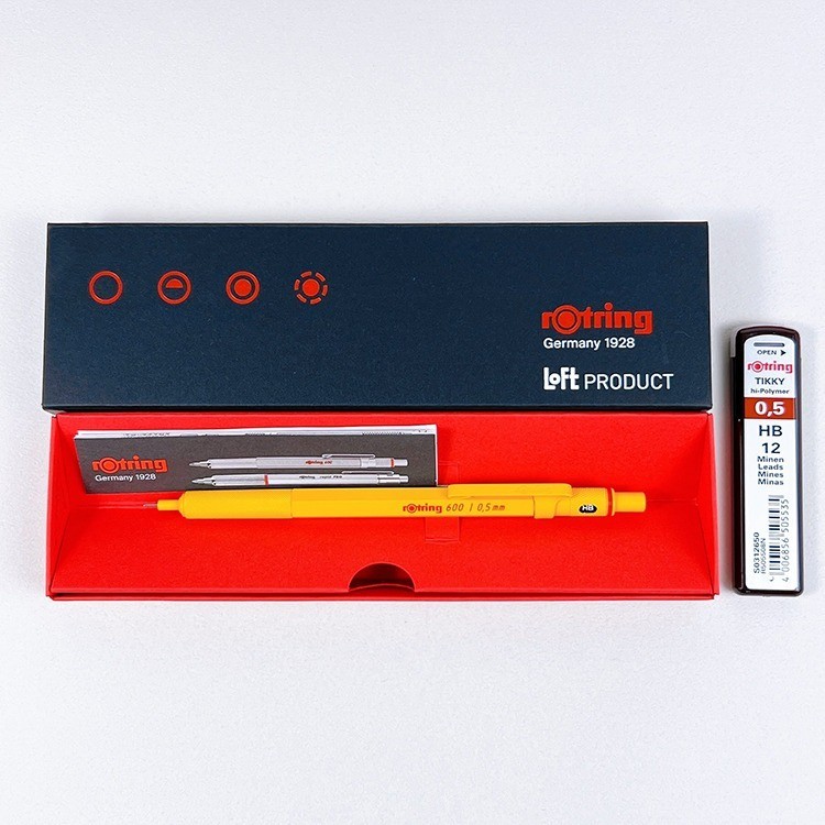 Rotring 600 Mechanical Pencil 0.5mm Yellow Japan LOFT Limited w/ Leads New