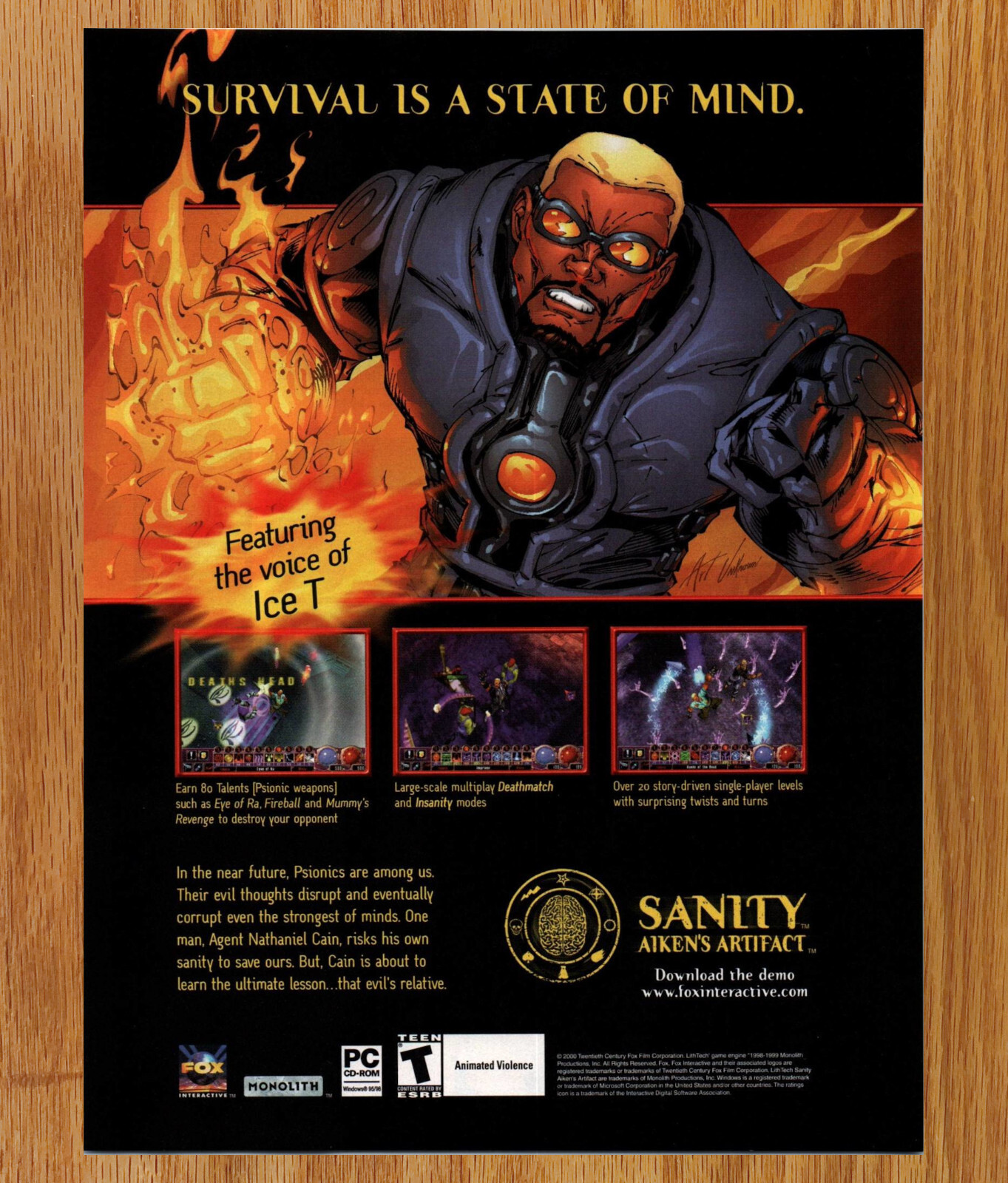 Sanity Aiken's Artifact Fox Ice T- Video Game Print Ad / Poster Promo Art 2000