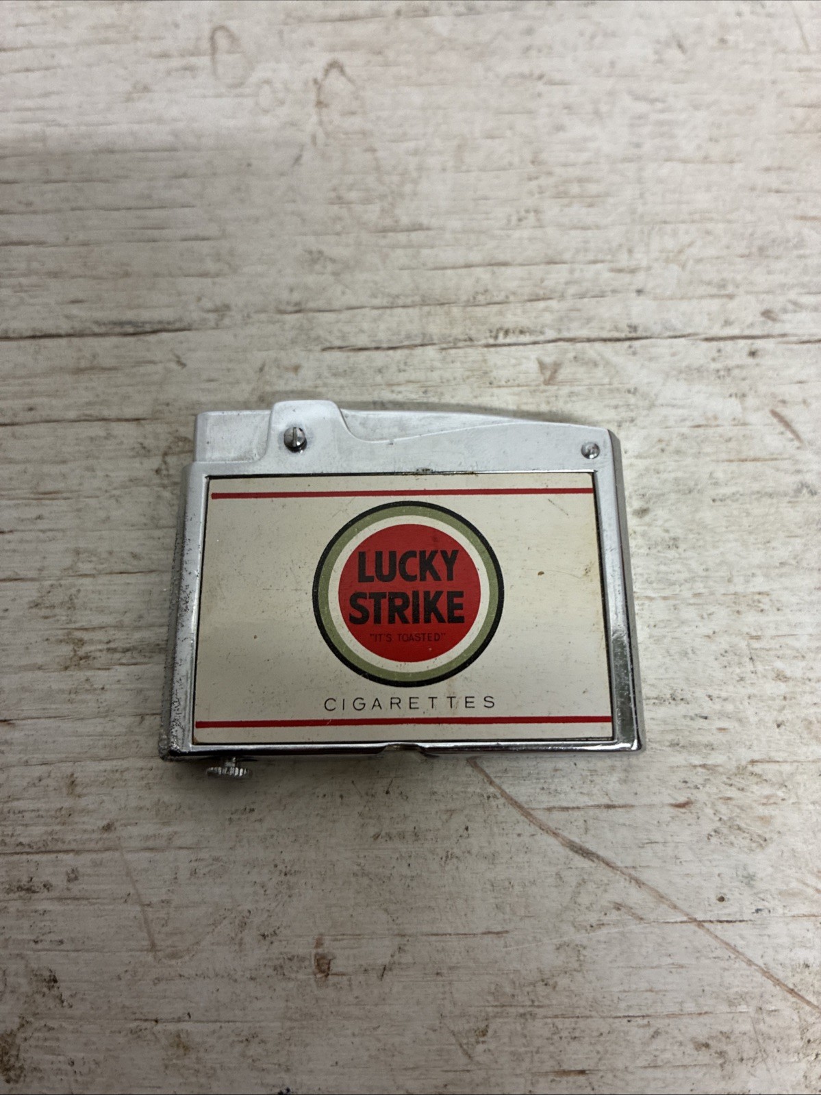 Lighter - Wide - Continental Vintage Slim Lucky Strike Damage On Side