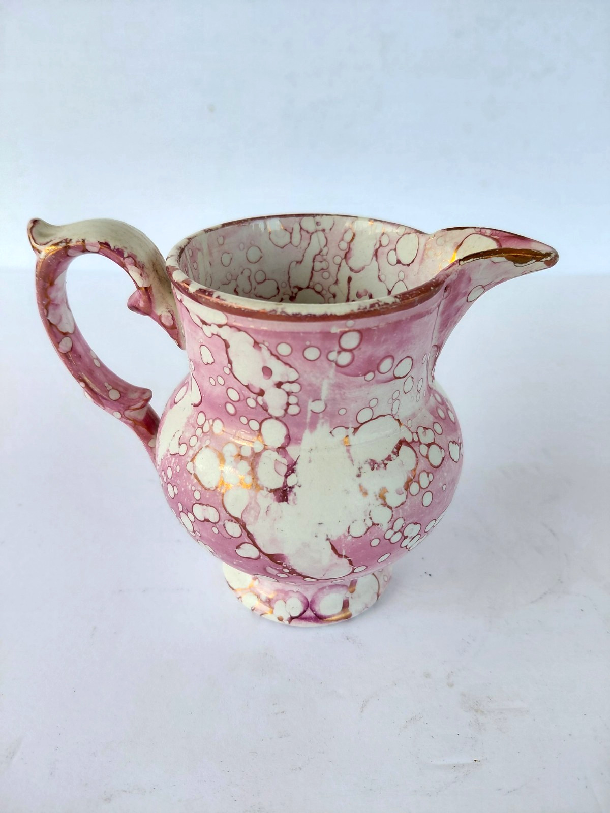 Antique Splash Pink Lustre Pitcher 4\