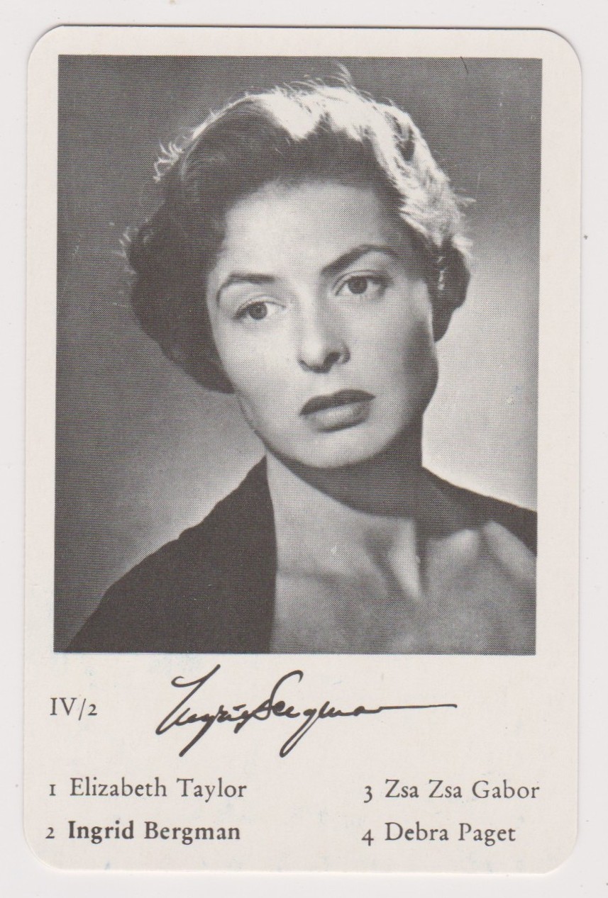 Ingrid Bergman 1958 F.X. Schmid Filmstar-Parade German Game Card - NM+ NM-MT