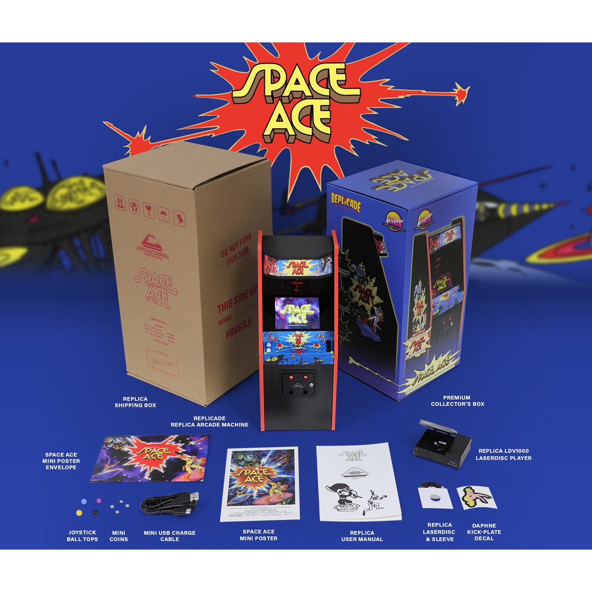 New Wave Toys Space Ace x RepliCade 1:6 Scale Arcade Conversion Kit Edition New