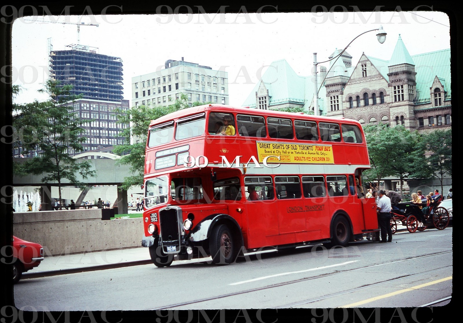 Toronto Transit Commission- TTC. LONDON DD BUS #JSD 982. Original Slide 1975.