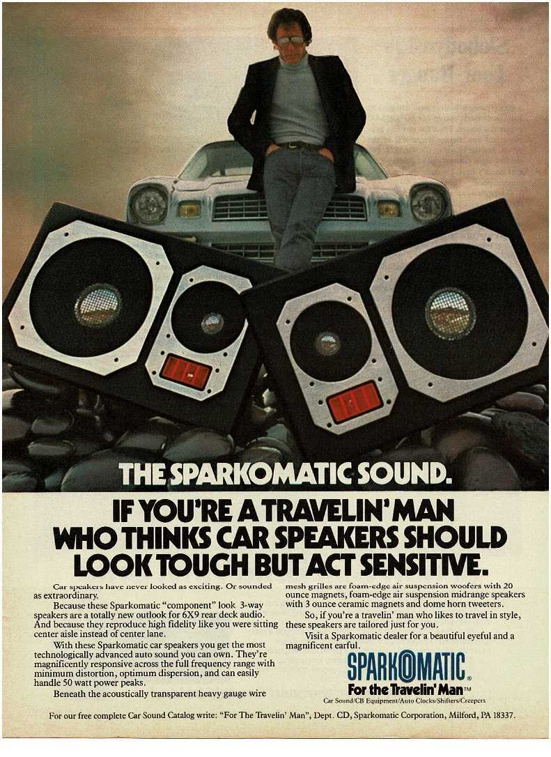1978 SPARKOMATIC Car Stereo Speakers Chevrolet Camaro Vintage Print Ad