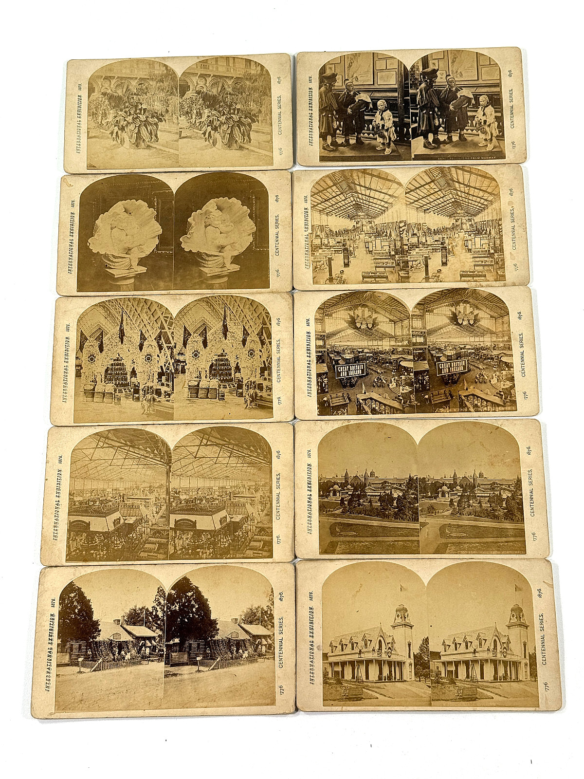 1876 Lot (x17) International Exposition Fair Stereoviews photo Philadelphia PA