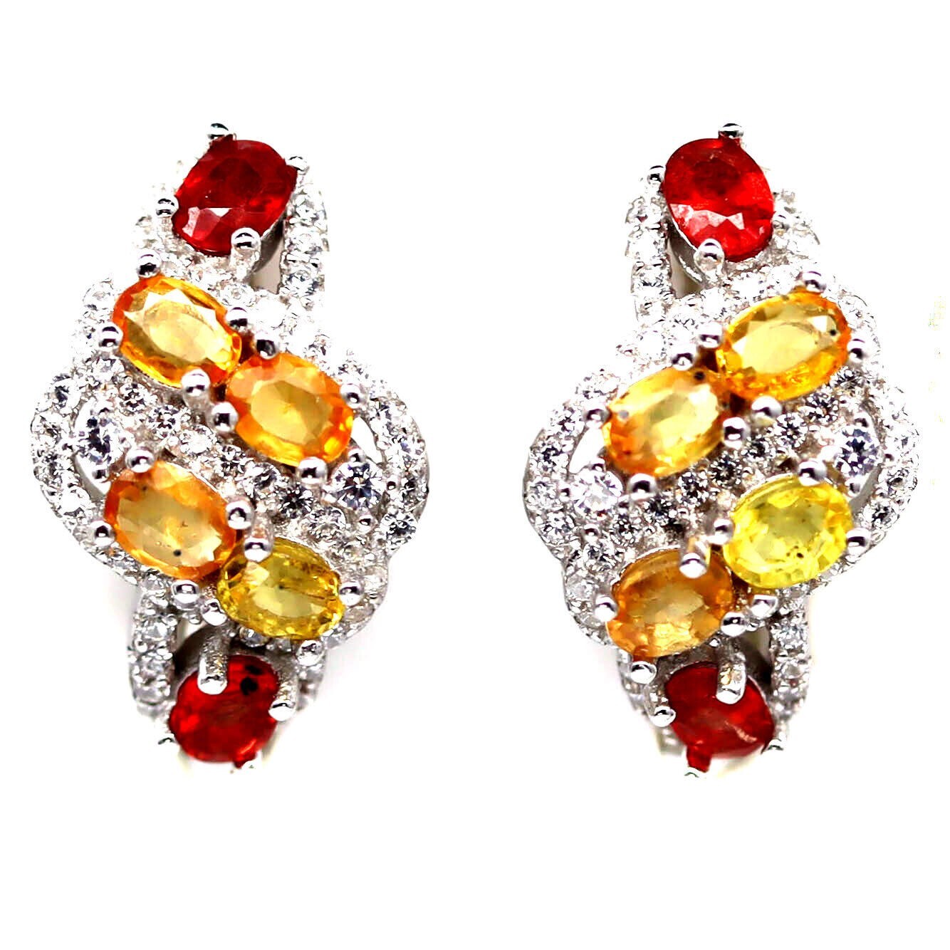SHOLA Genuine Natural Multicoloured Sapphire Earrings Sterling Silver E483