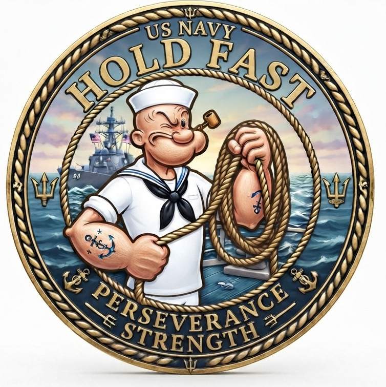 Popeye Hold Fast US Navy Veteran Sailor Gift USN Best Military 3\