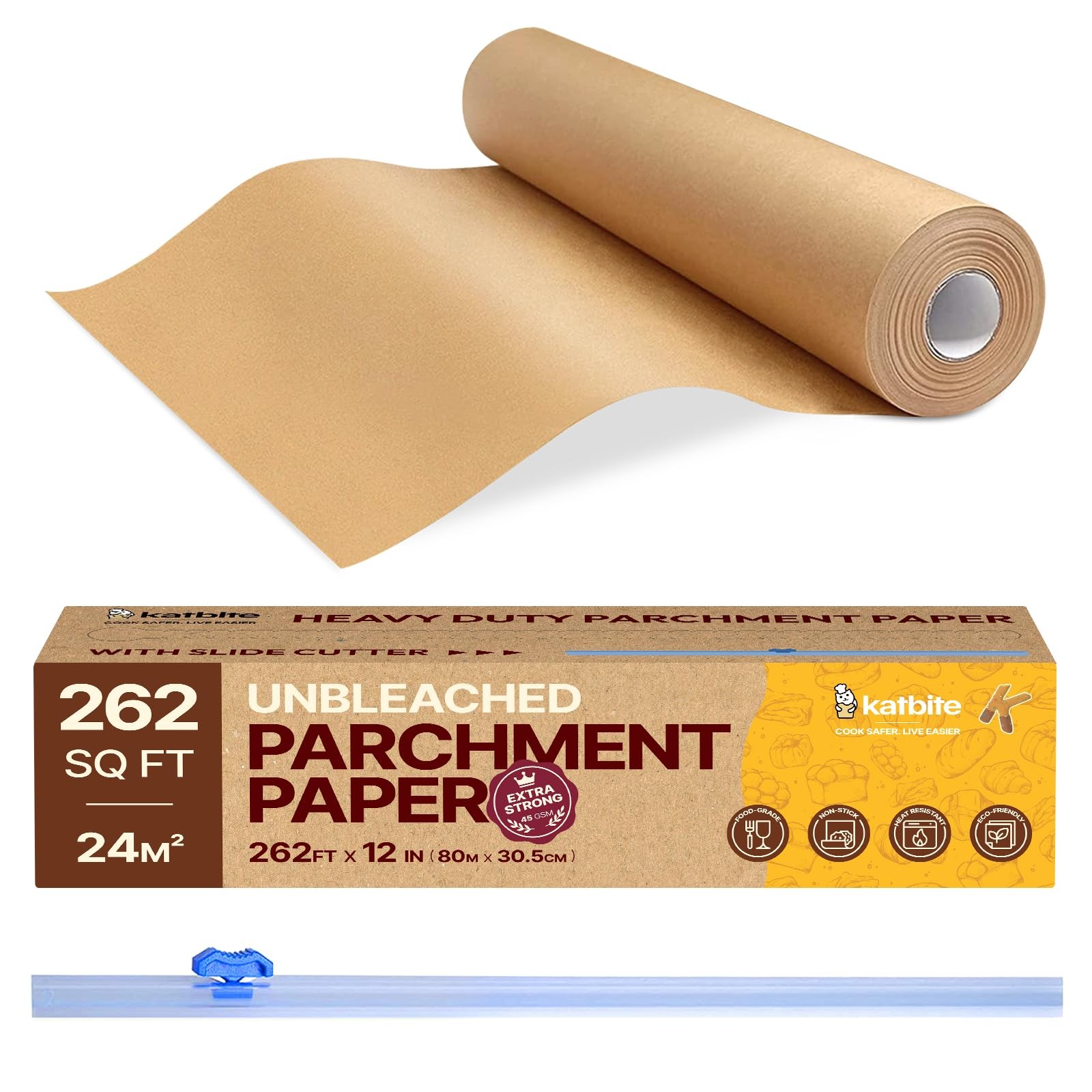 Katbite Unbleached Parchment Paper Roll, 12 in x 262 12 x 262 ft, Brown