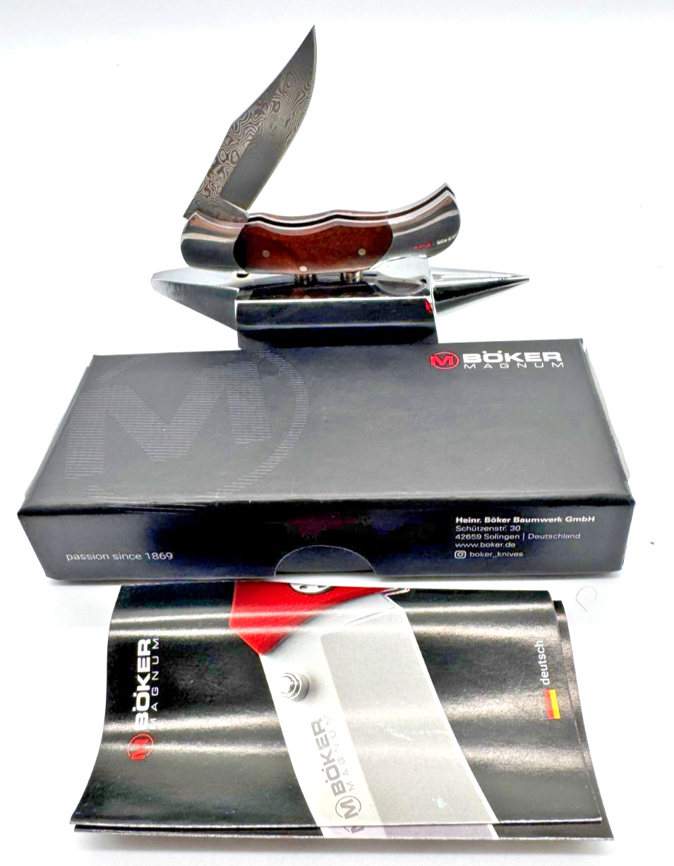 Boker Magnum Lady 01MB788DAM Damascus Wood Lockback Knife NIB DISCONTINUED