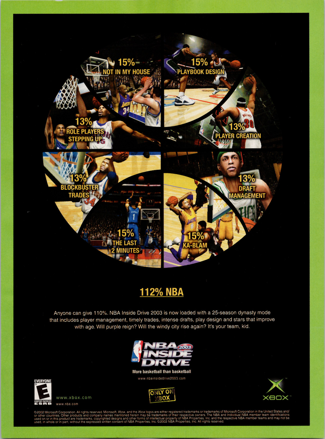 Xbox NBA Inside Drive 2003 Vintage Print Ad Poster 2002 Basketball Game