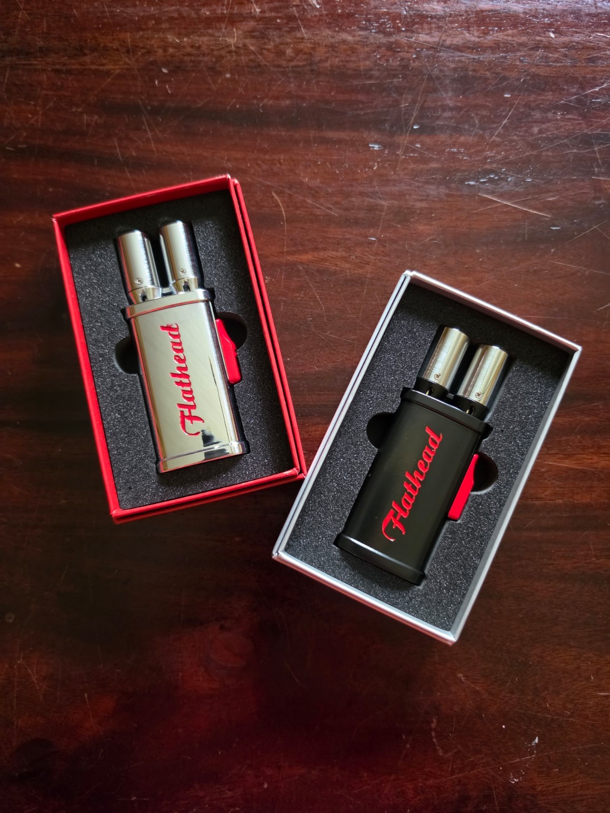 2 CAO Tailpipe Double Jet Lighters-1 BLACK 1 CHROME. BRAND NEW 