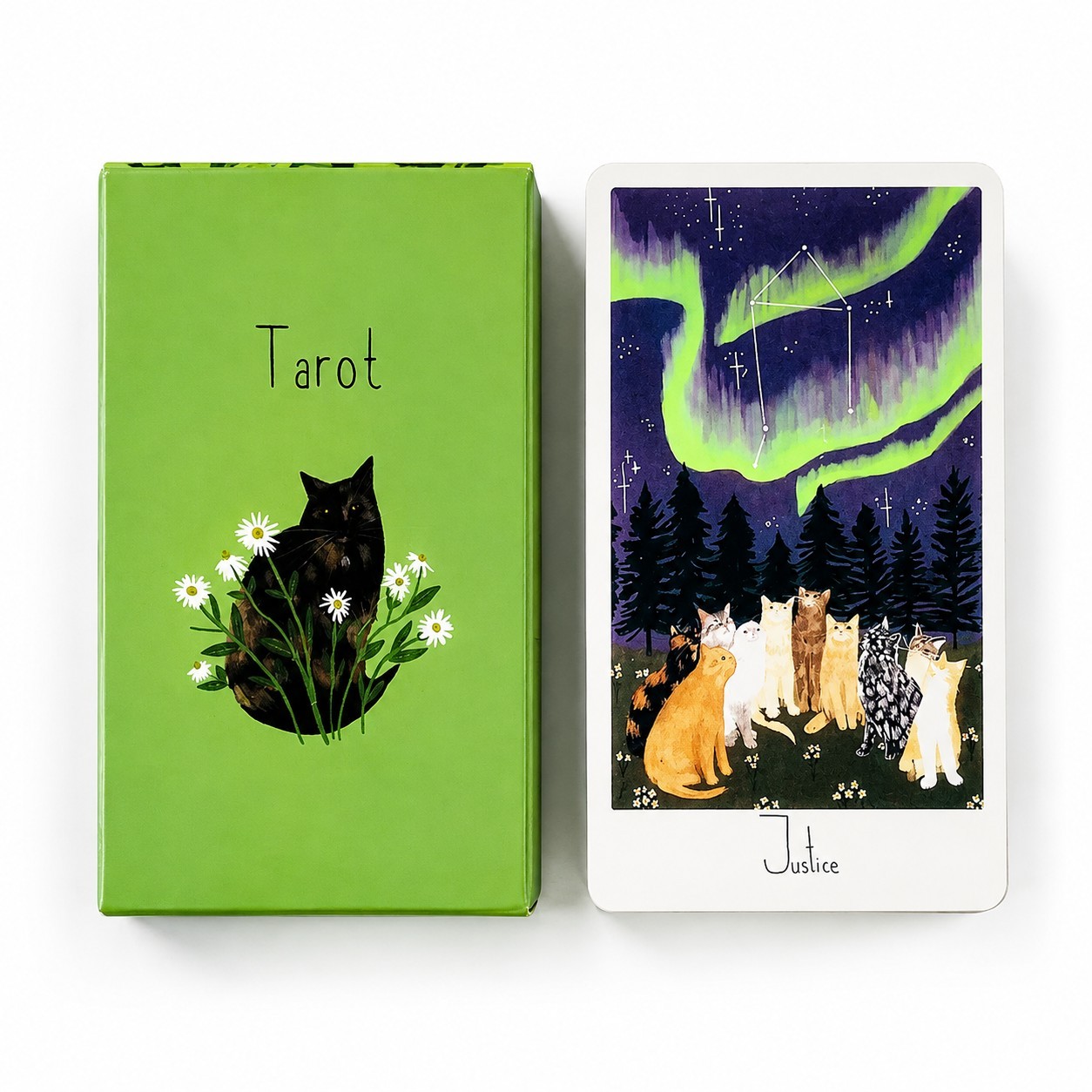 Cute Cat Tarot Deck 78 Cards Feline Art Northern Lights Divination Oracle Readin