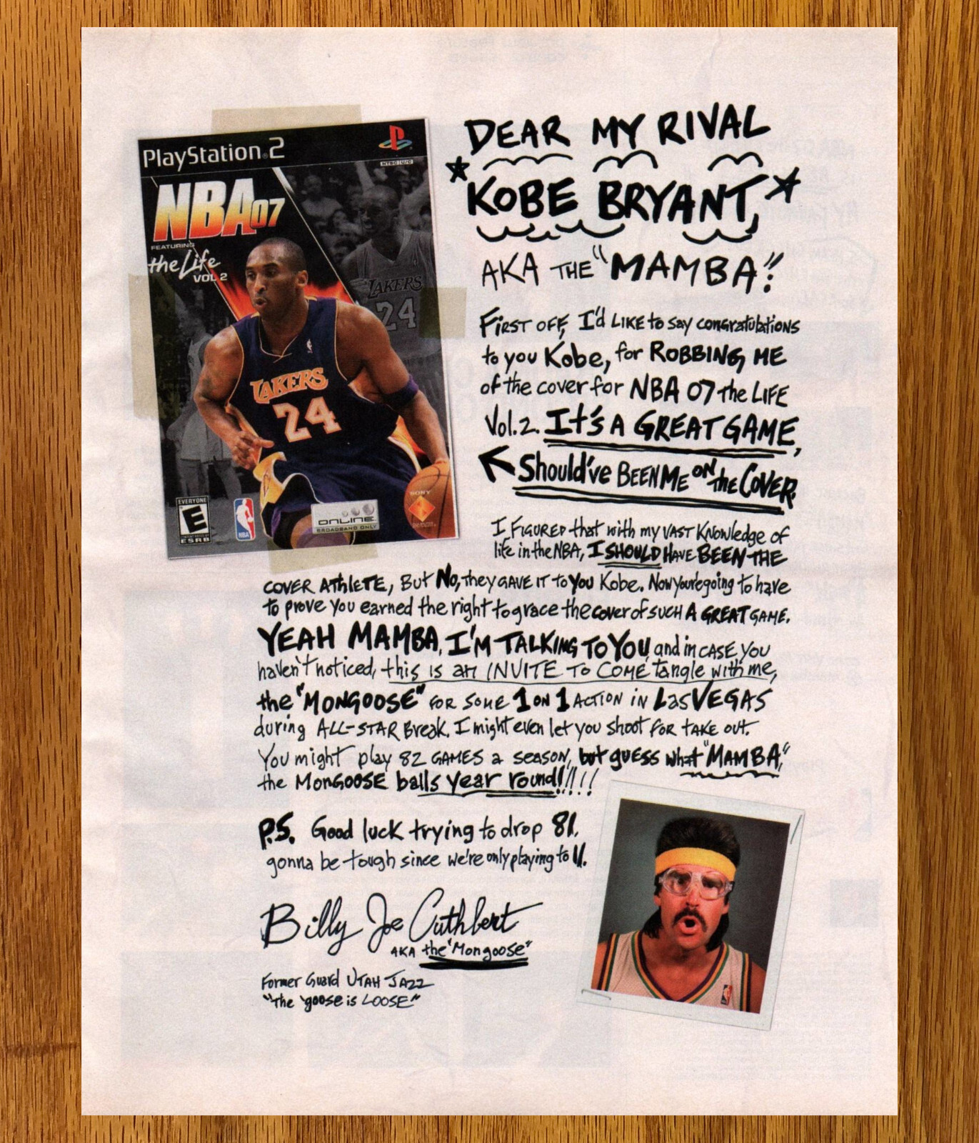 NBA 07 Kobe Bryant Billy Joe Cuthbert - Game Print Ad / Poster Promo Art 2006