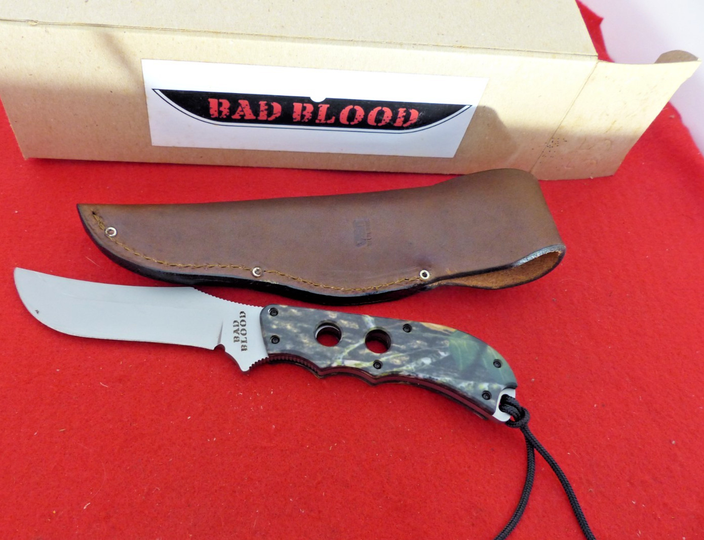 Bad Blood USA made mint in box G10 Camo full tang 440C fixed blade knife