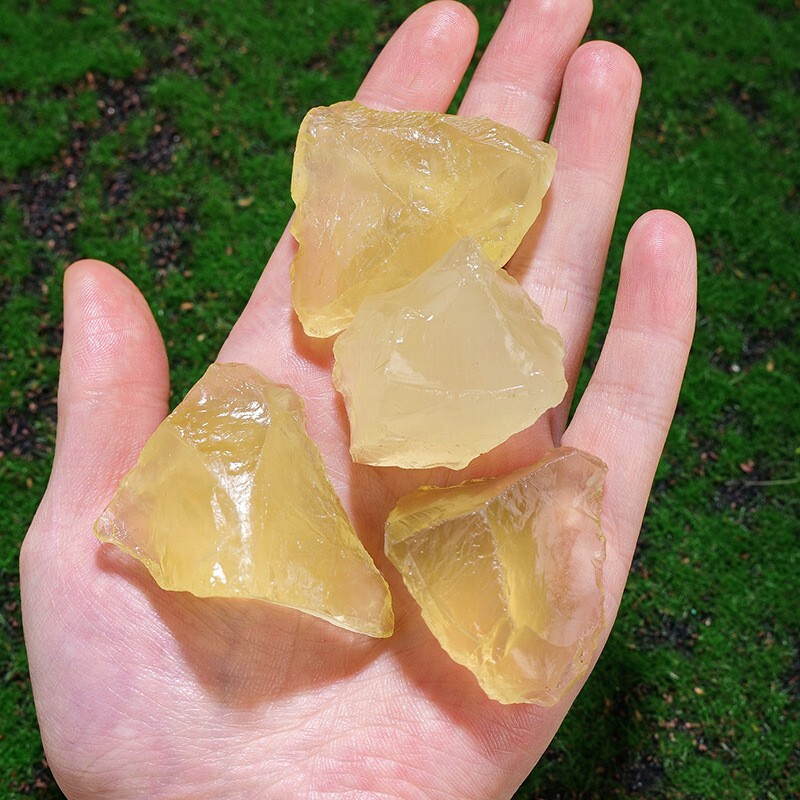 3Pcs Rough Citrine Crystal Stone Natural Protection Healing Gift Raw Stones