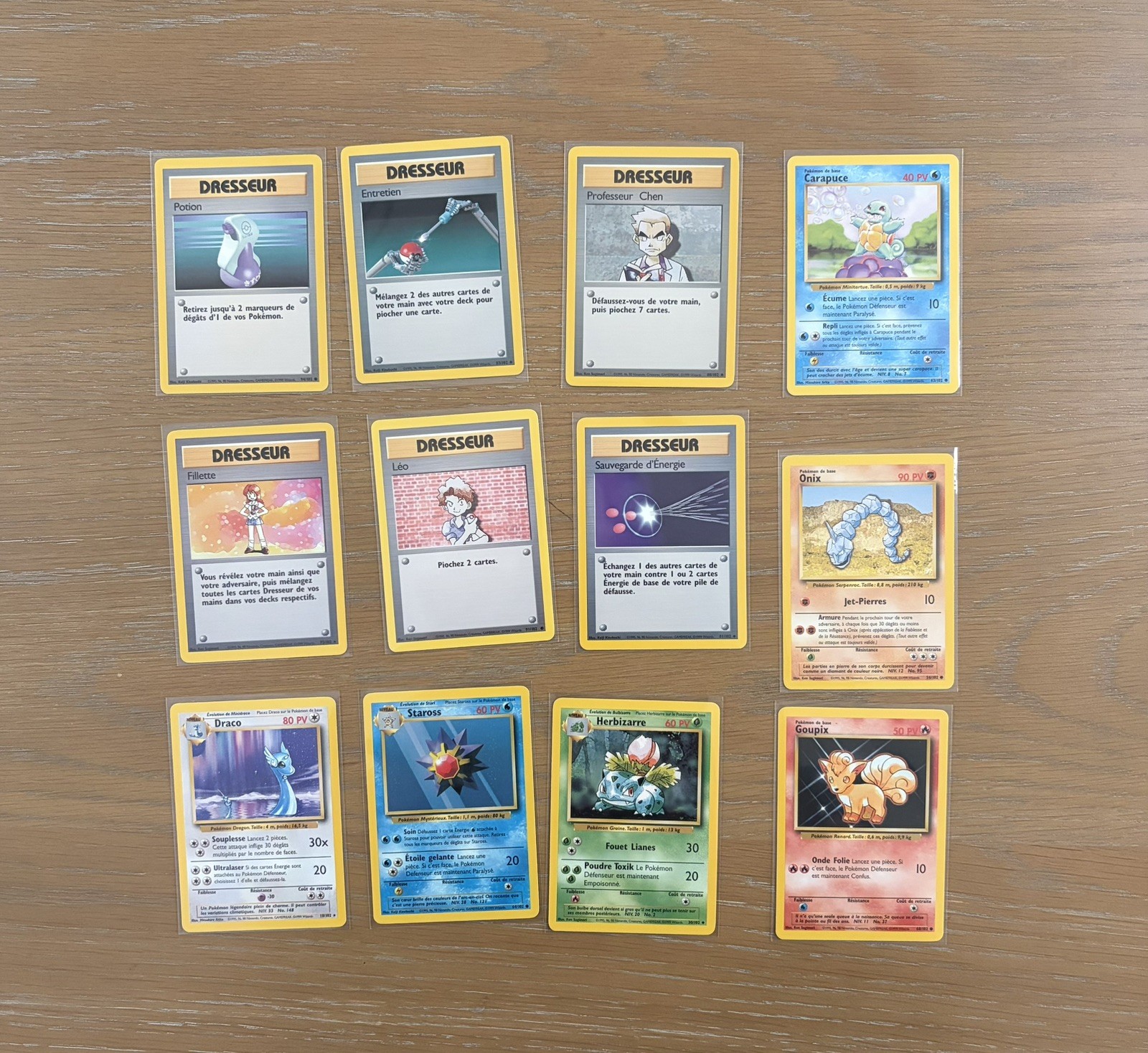 FRENCH Pokemon Trading Cards - Base Set - Set Of 12 - Vintage