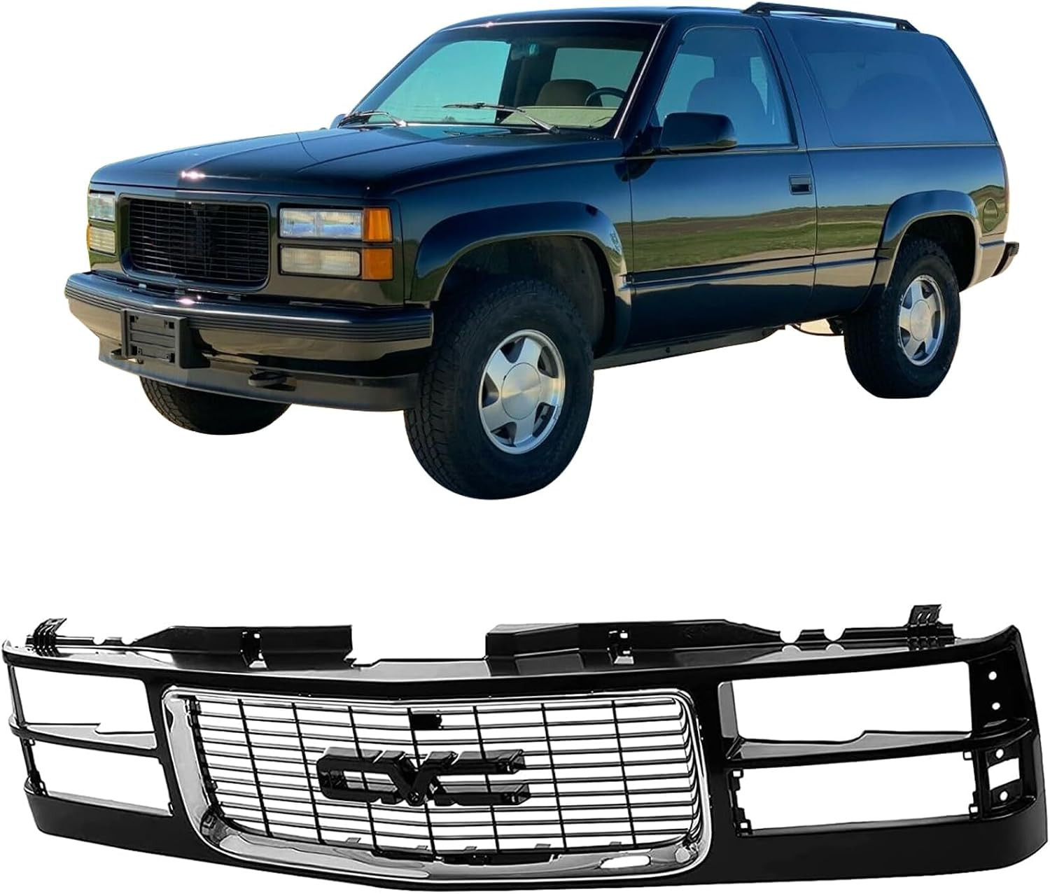Front Grille Grill Fits GMC C/K Chrome Black