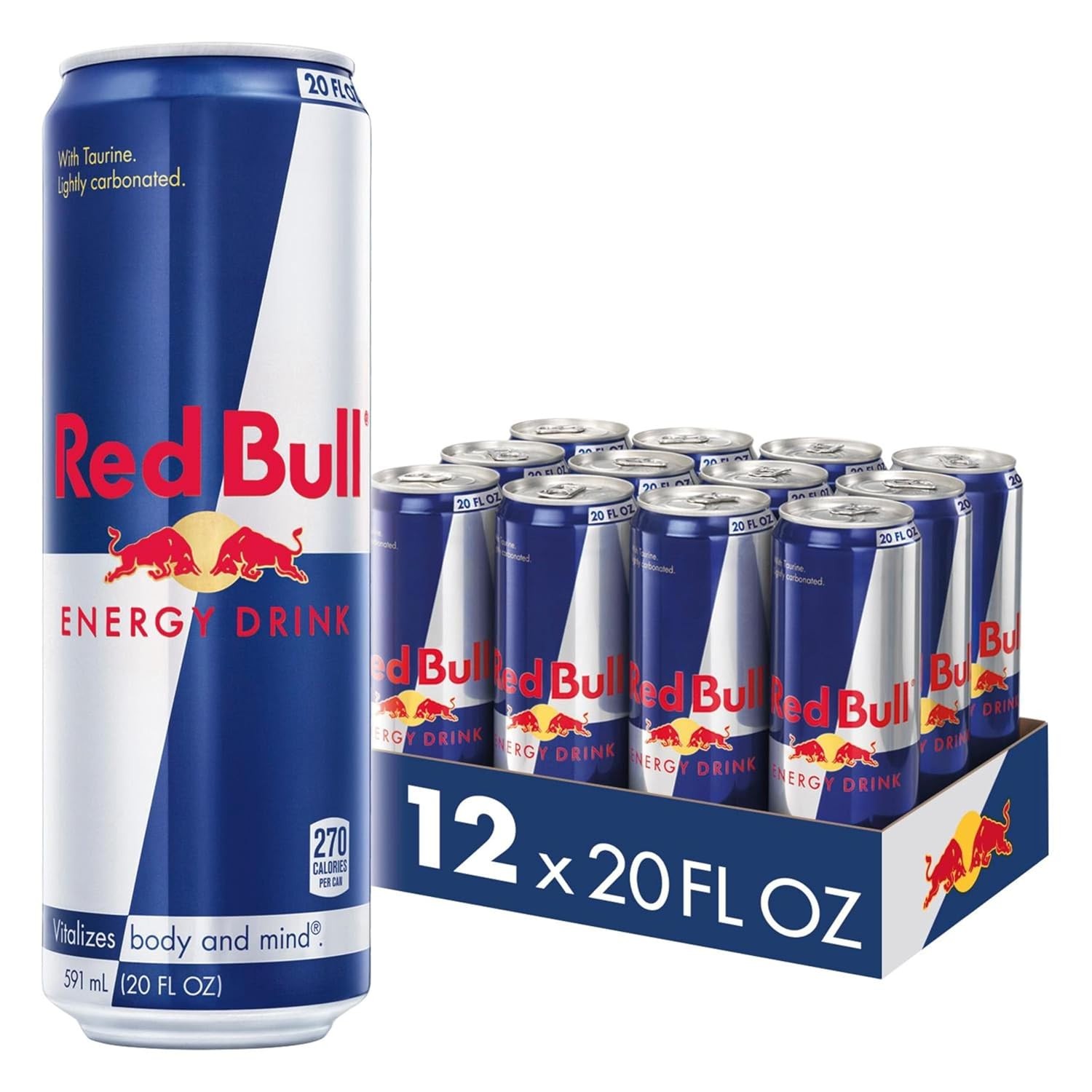 Red Bull Energy Drink with 189mg Caffeine plus 20 Fl Oz, Pack of 12 Cans