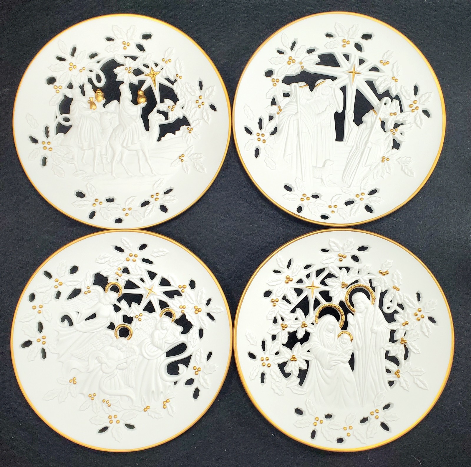 Lenox Pierced Nativity Plate Set, Fine Porcelain 1993 - 1994, Perfect