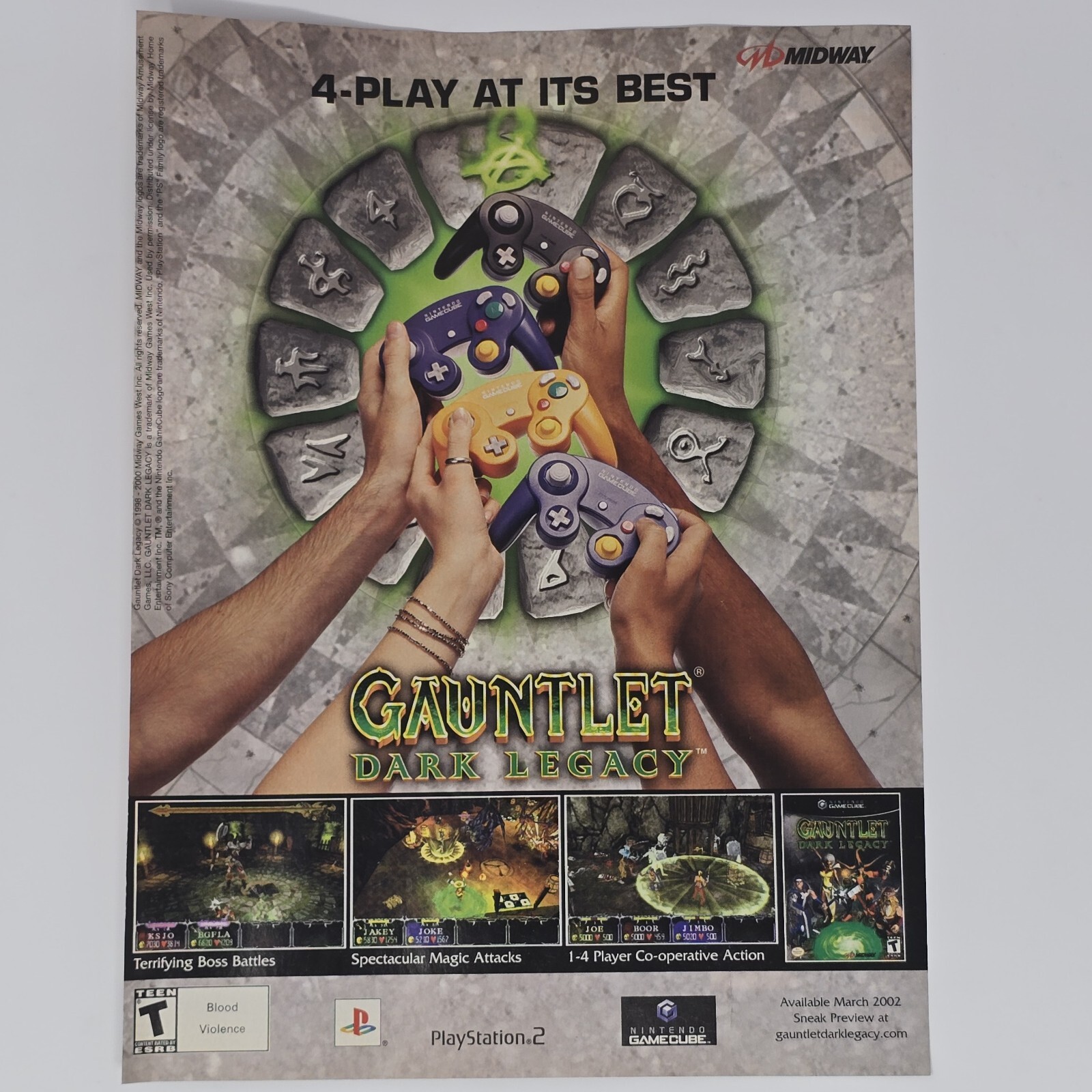 Gauntlet Dark Legacy PS2 GameCube 4-Play Print Ad/Poster Official Promo Art