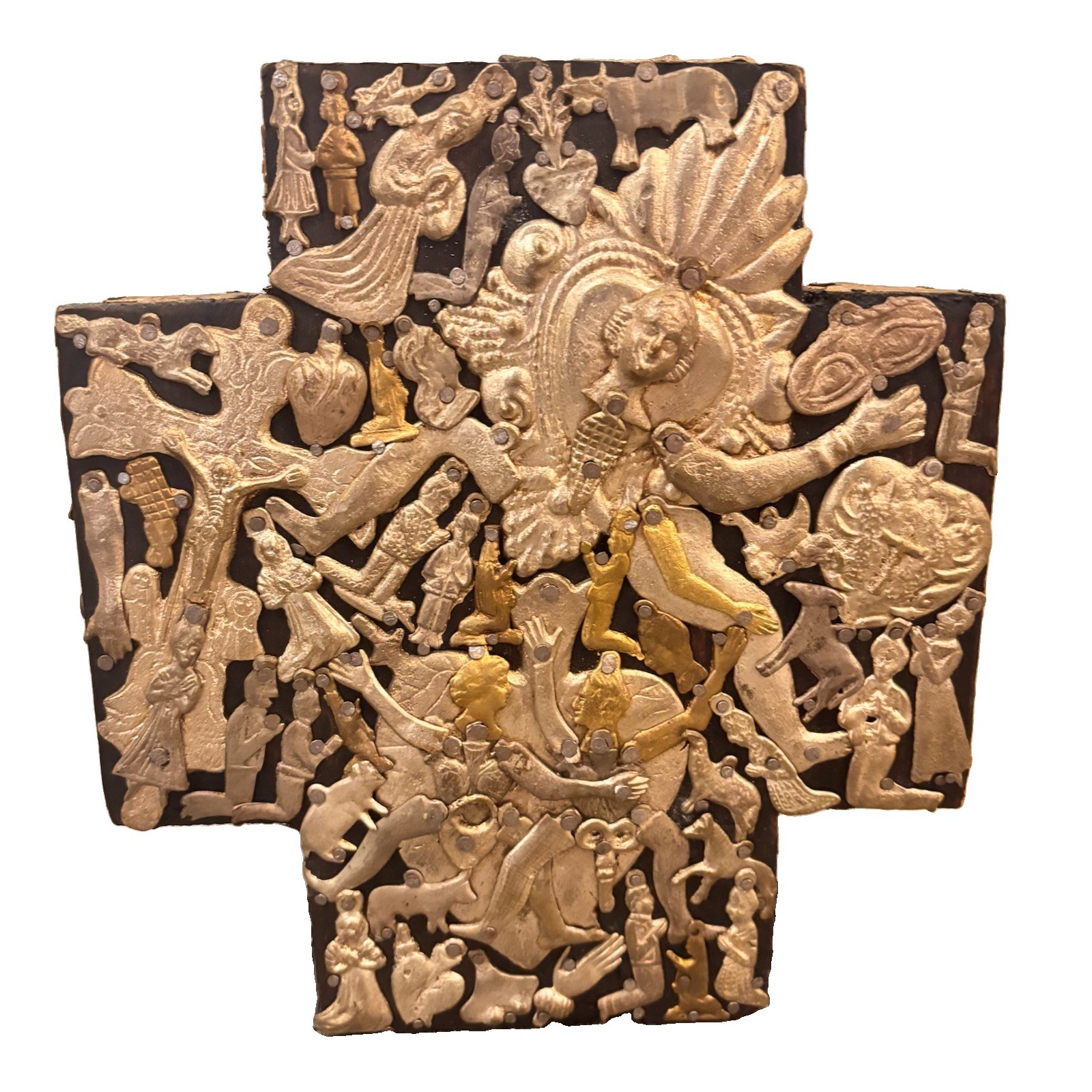 Vtg Mexican Folk Art Milagros Cross by artist ESTELA OGAZON