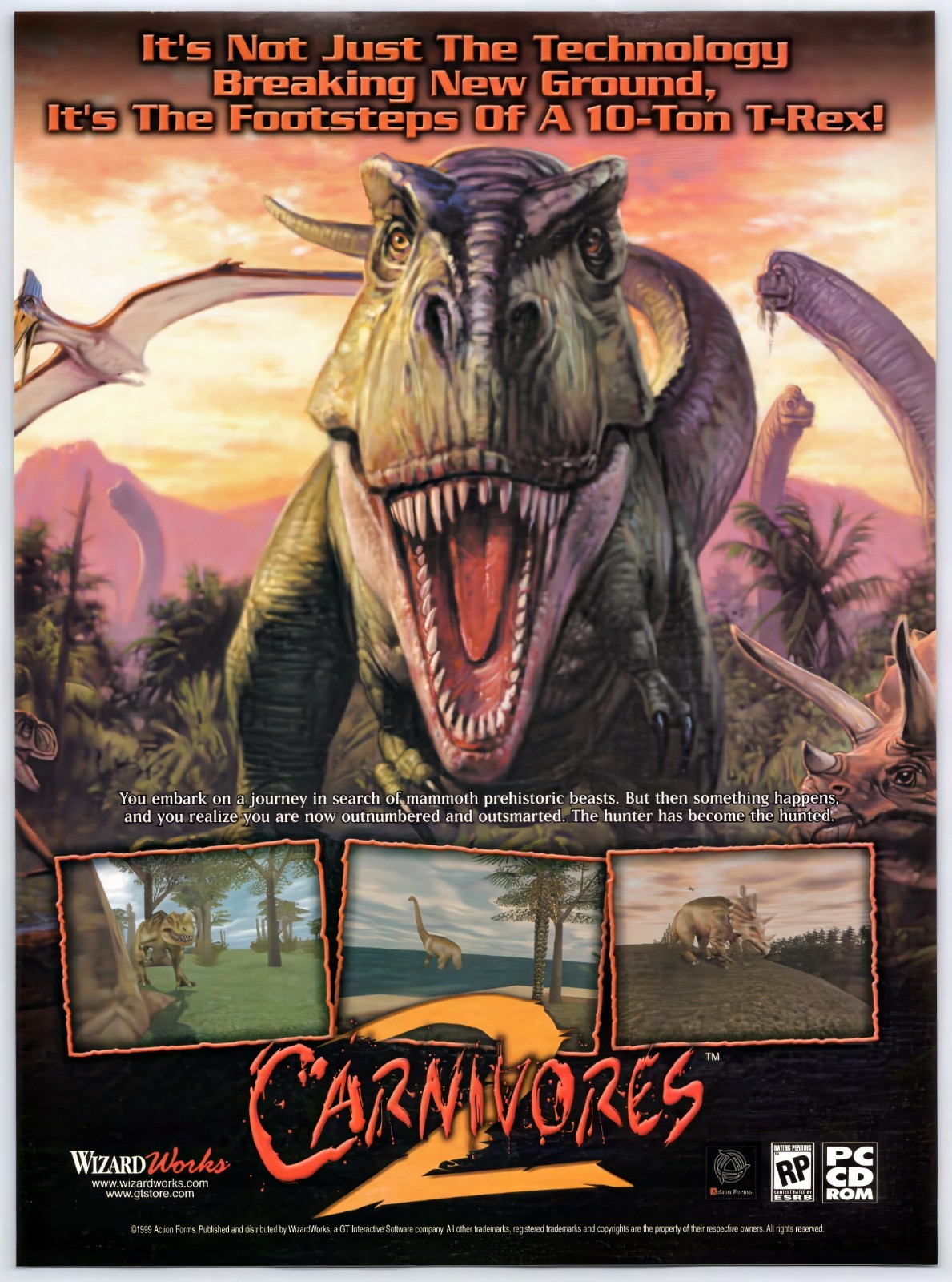 Carnivores 2 - PC FPS Game - Vintage Original Print Ad/Poster Promo Art 1999