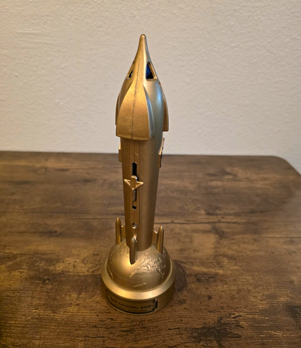 Vintage 1961 Duro Mold Satellite Rocket Mechanical Coin Bank Everett WA Space