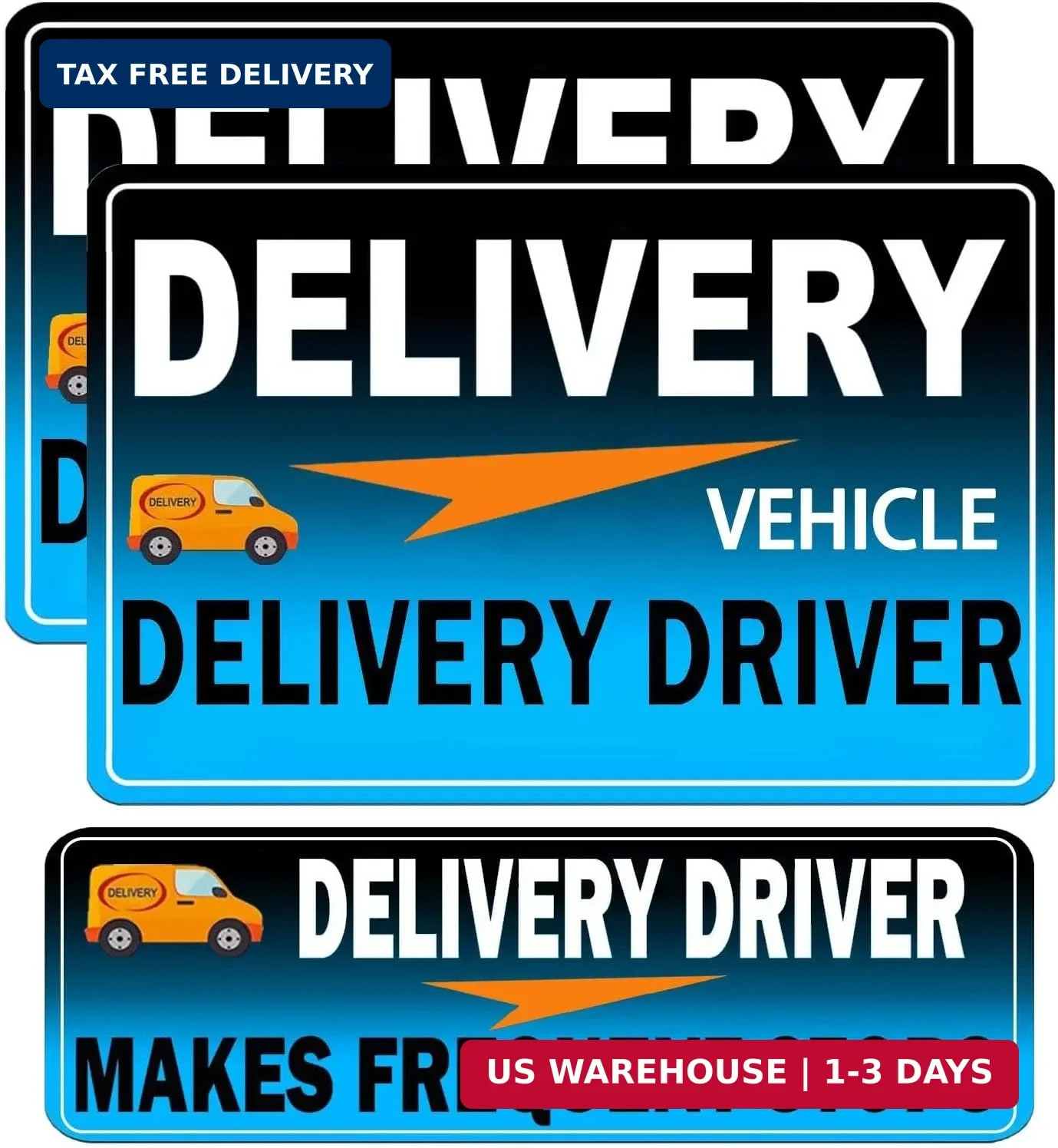 Flex Delivery Driver Car Magnet, 3PCS Frequent Stops Removable Set, Delivery Veh