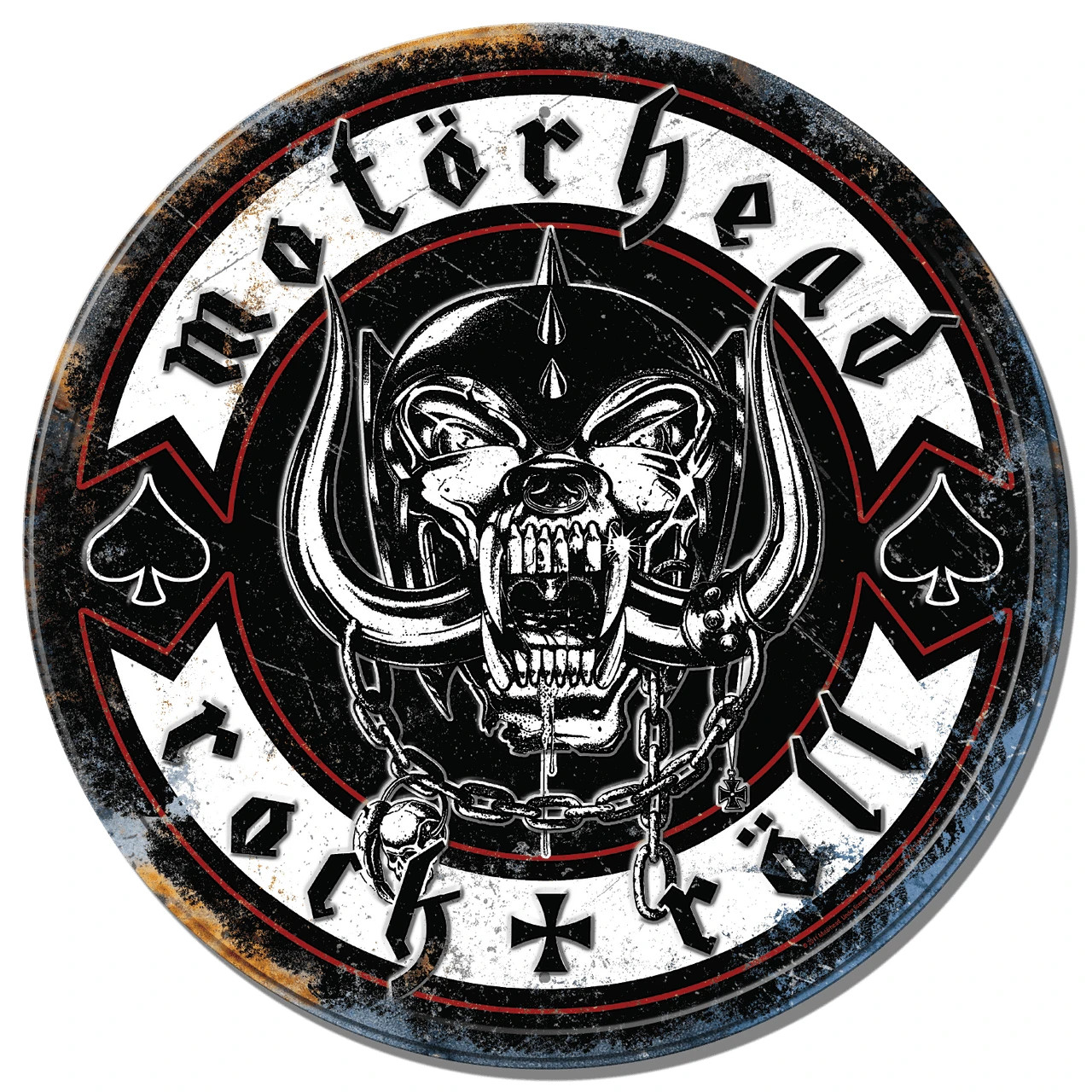 Motorhead Rock N Roll Round EMBOSSED Sign wall decor 11.75 