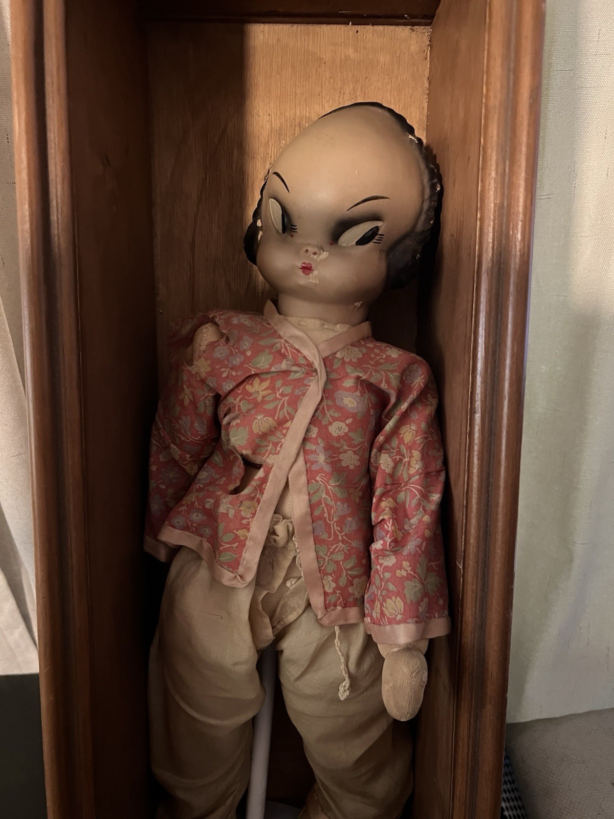 Vintage 20th Century Chinese Composition Doll With Parasol