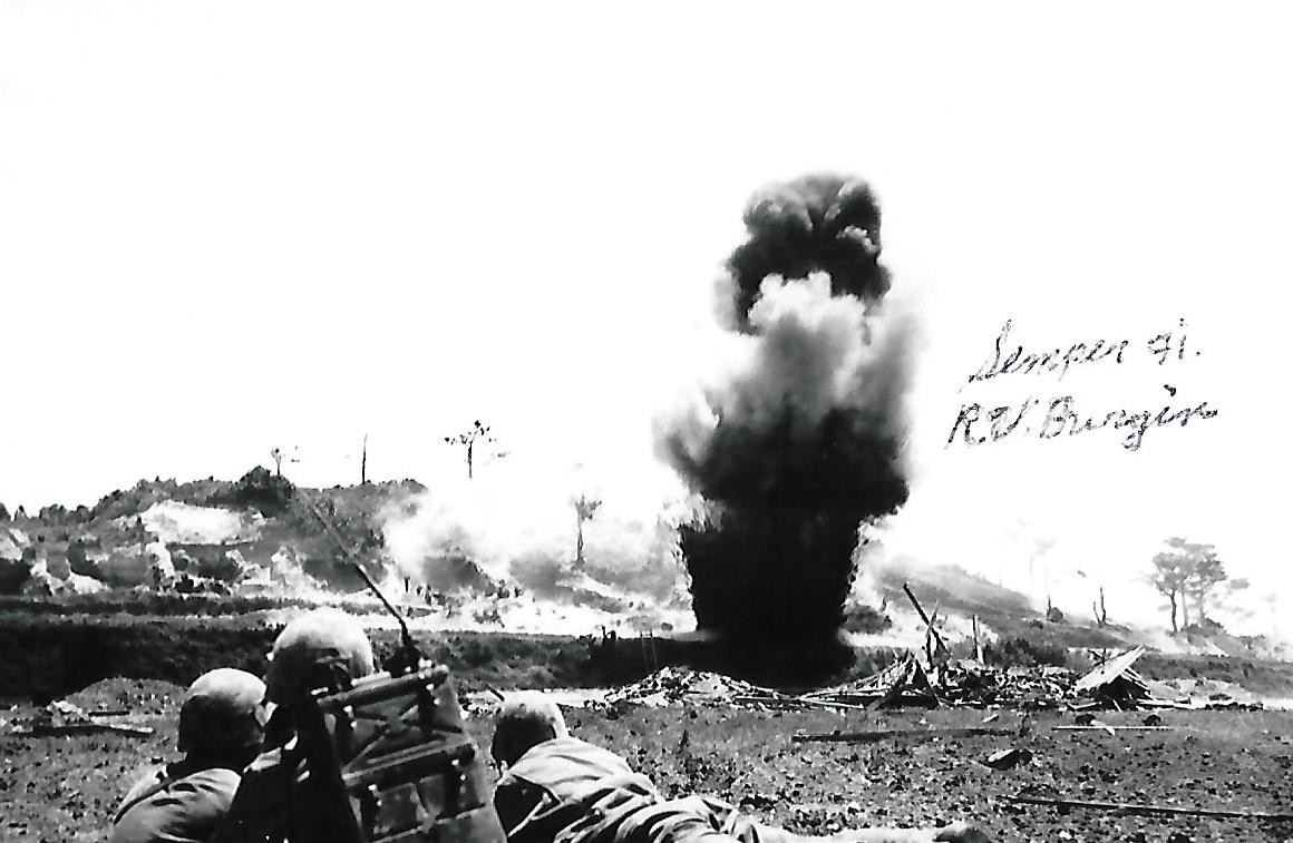 R.V. Burgin auto/signed 4x6 photo WW II Battle of Okinawa Pacific Theater LOOK