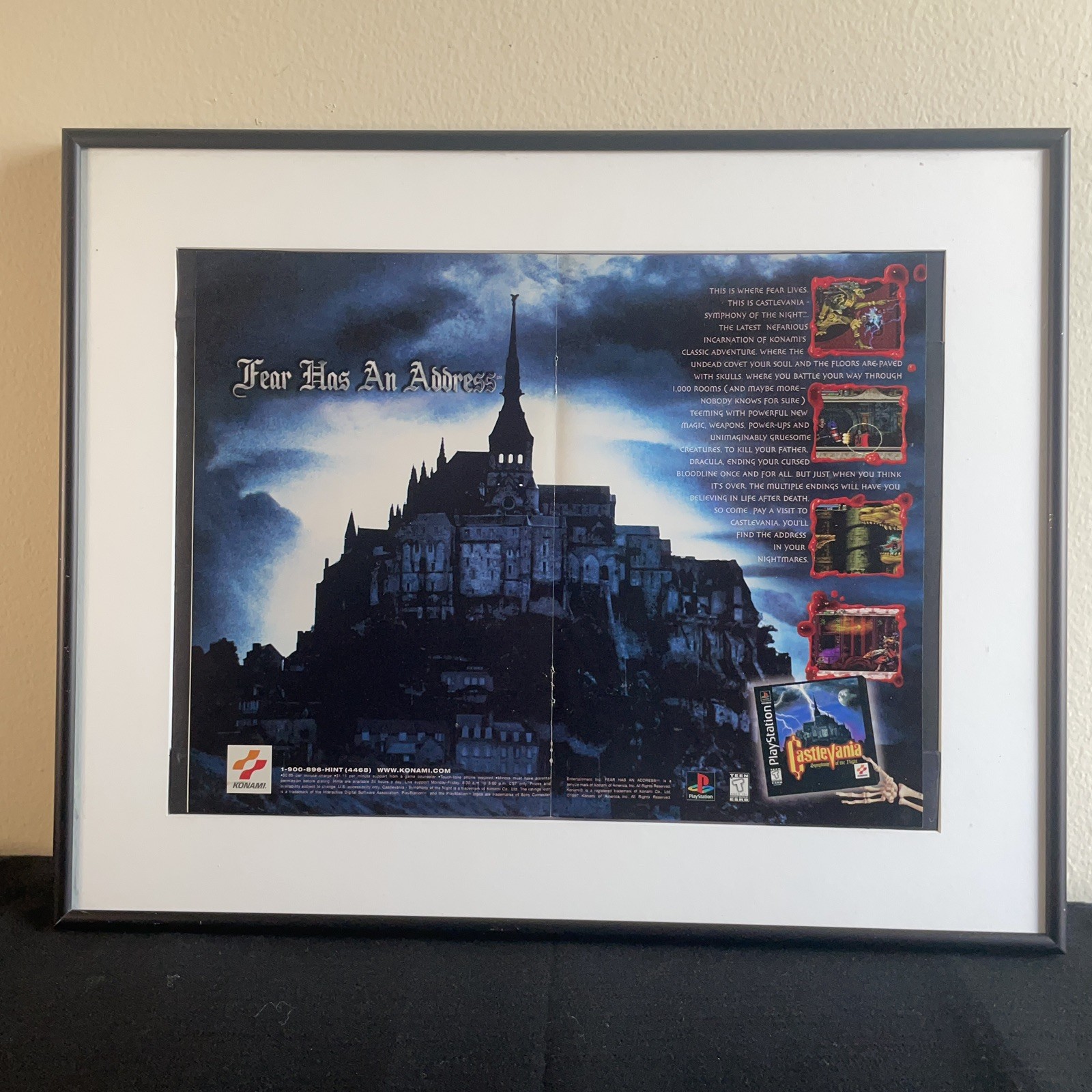 Castlevania Symphony of the Night 1997 PS1 Vintage Print Ad Framed Wall Art RPG